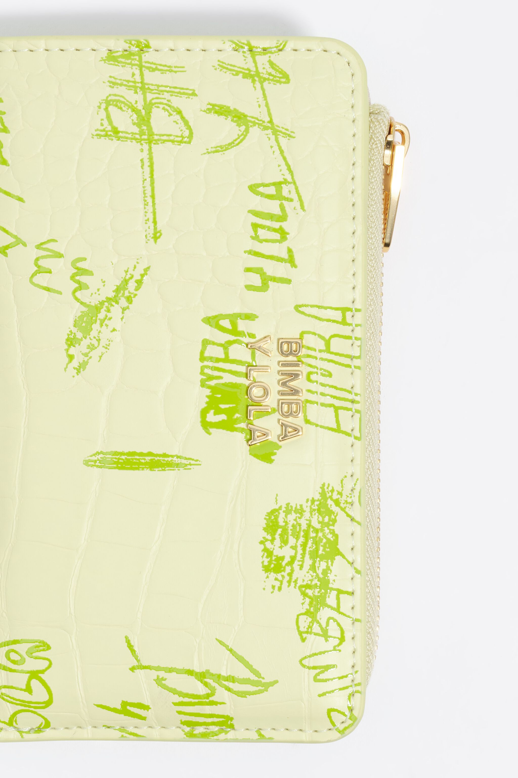 Billetera compacta con logotipos BIMBA en verde pastel