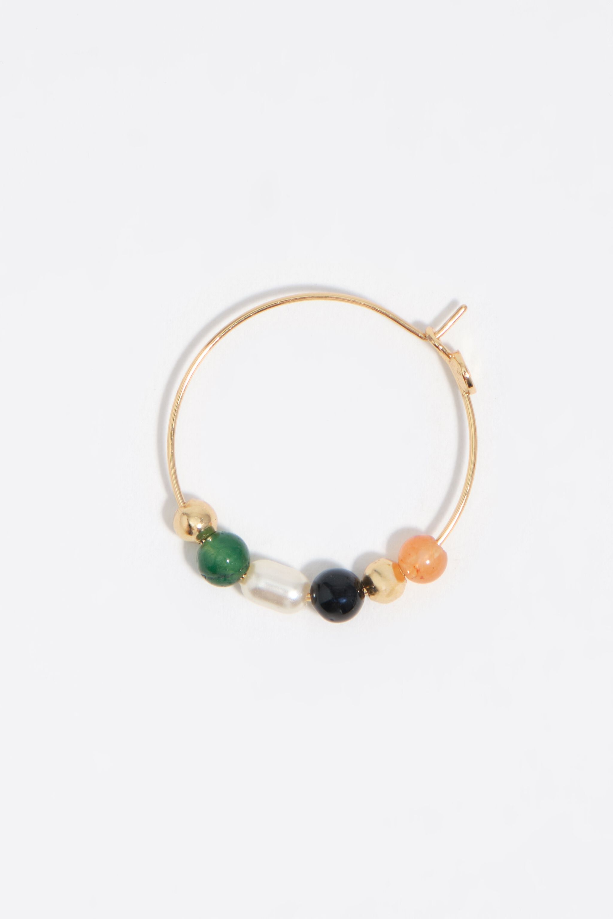 Aretes de aro con perla y piedra