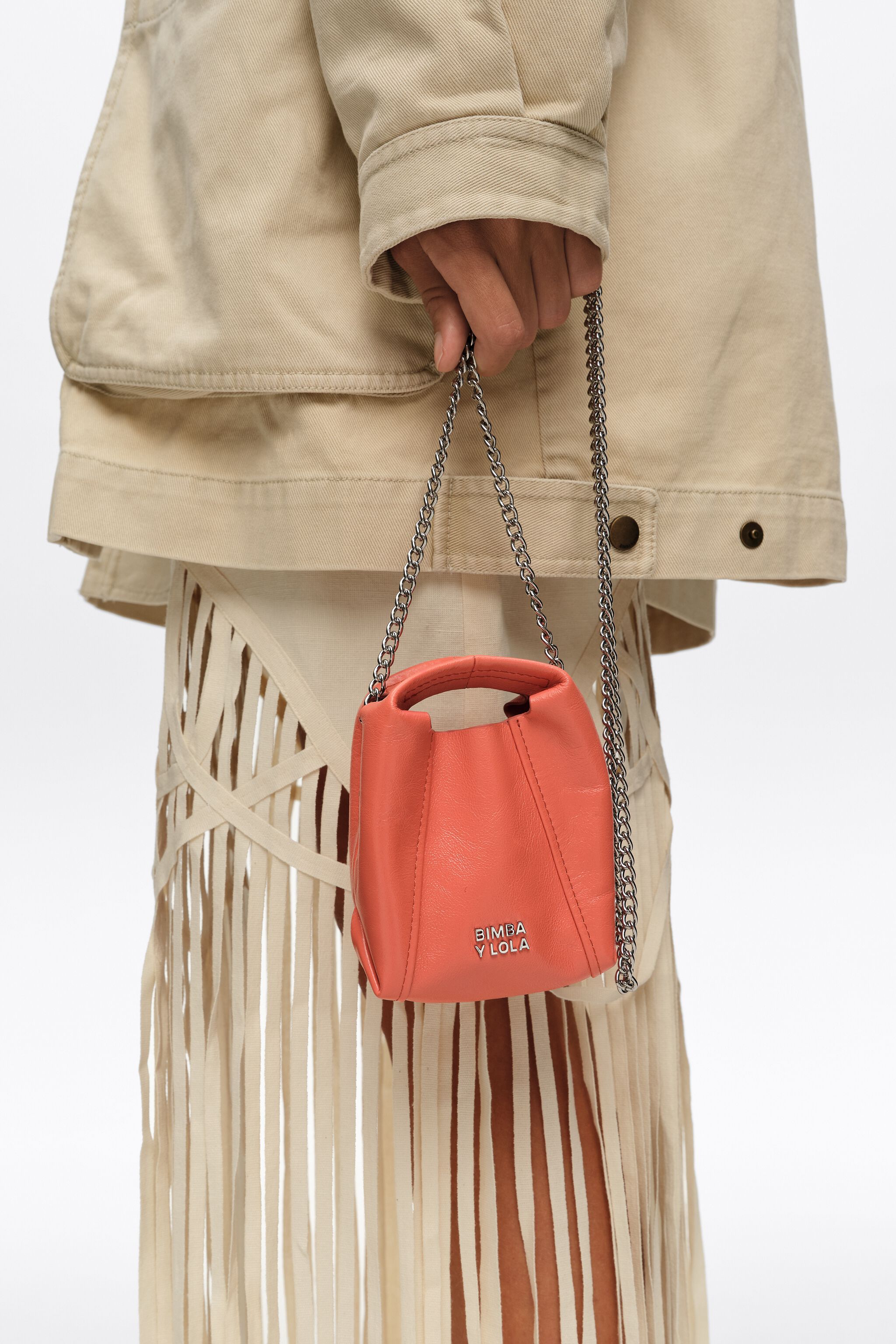 Bolso de papel de microcuero coral