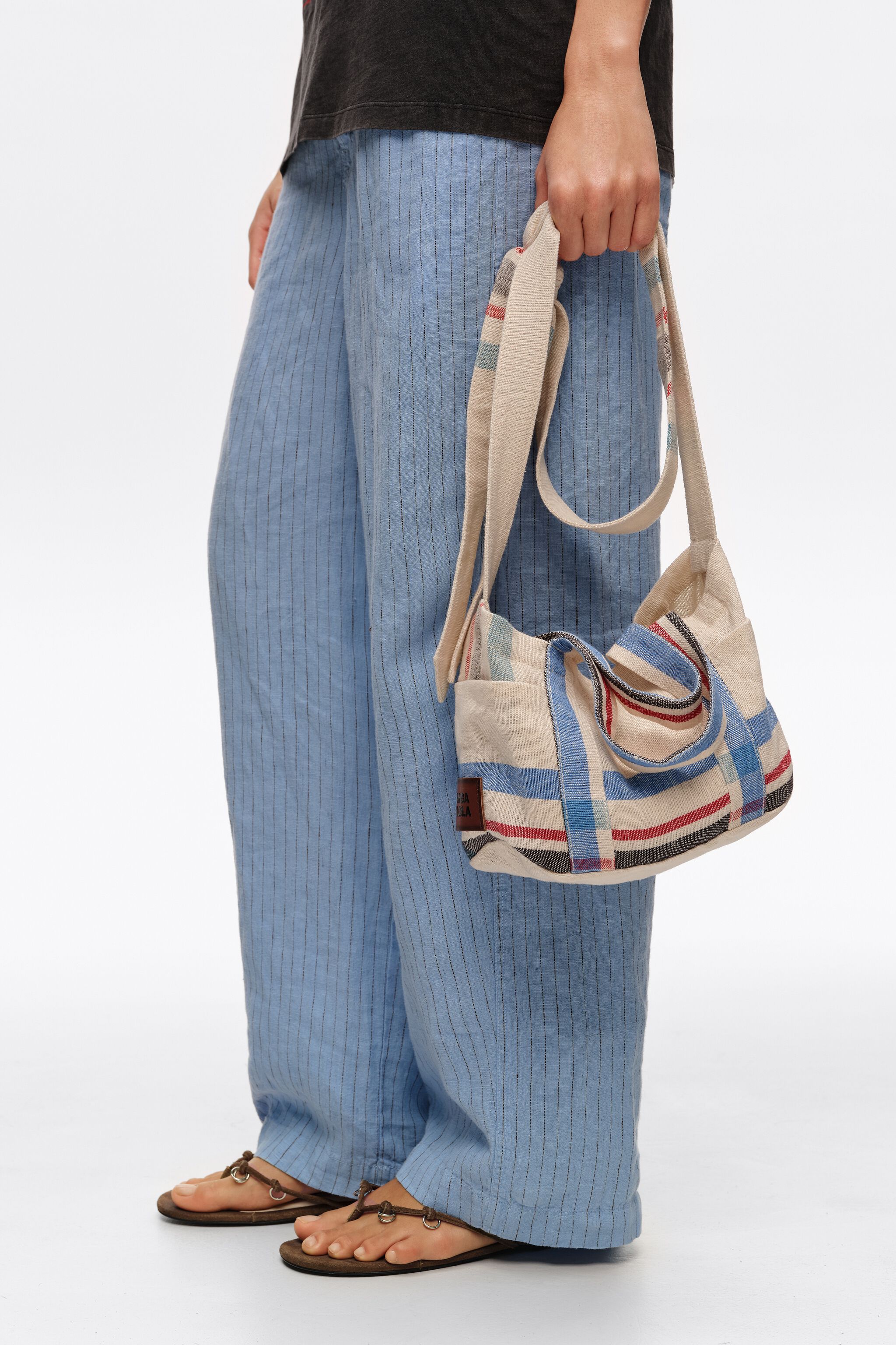 Bolso mini de lino ecru