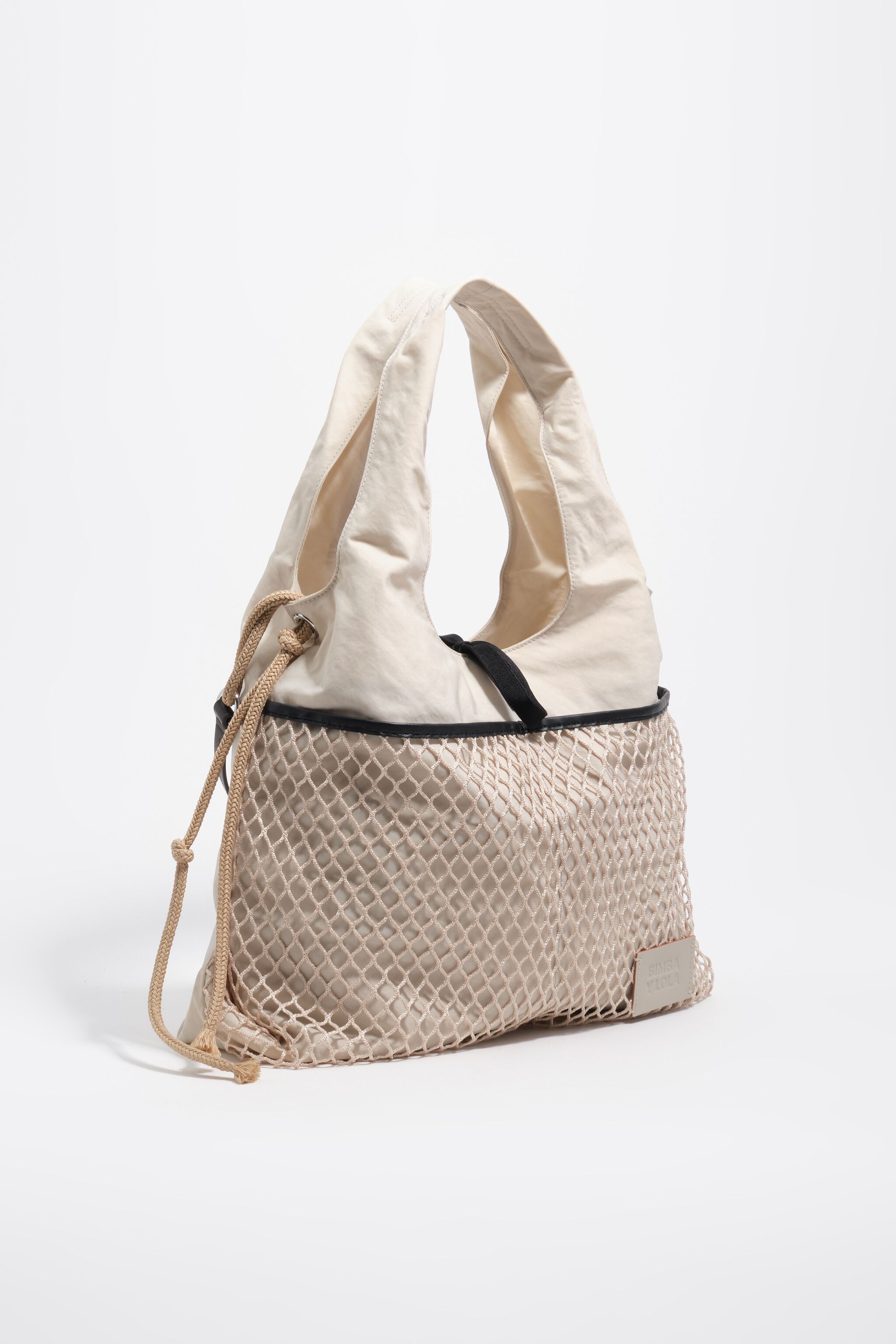 Bolsa de compras grande de nylon blanco con piedra