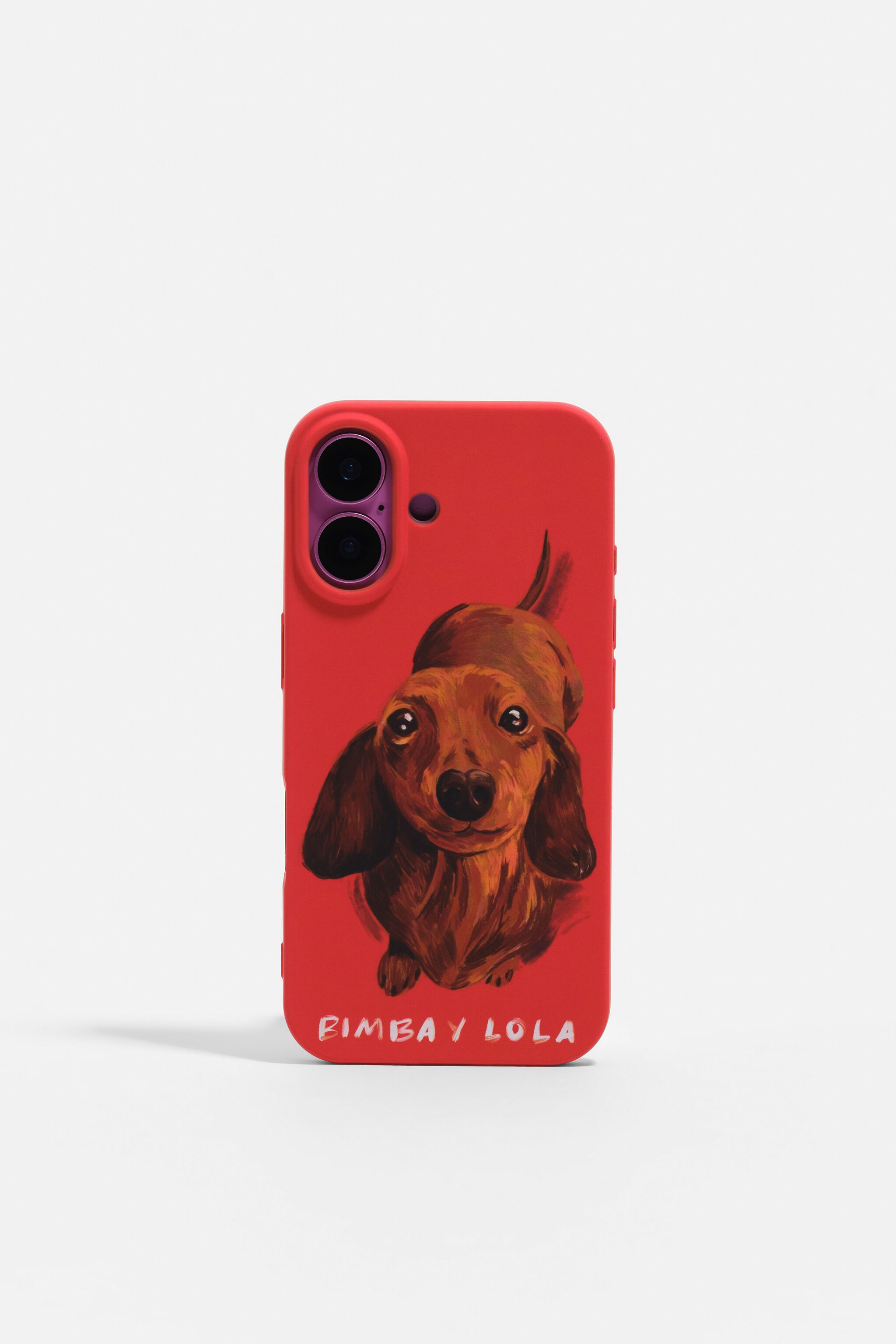Funda rígida para iPhone 16 de dachshund rojo