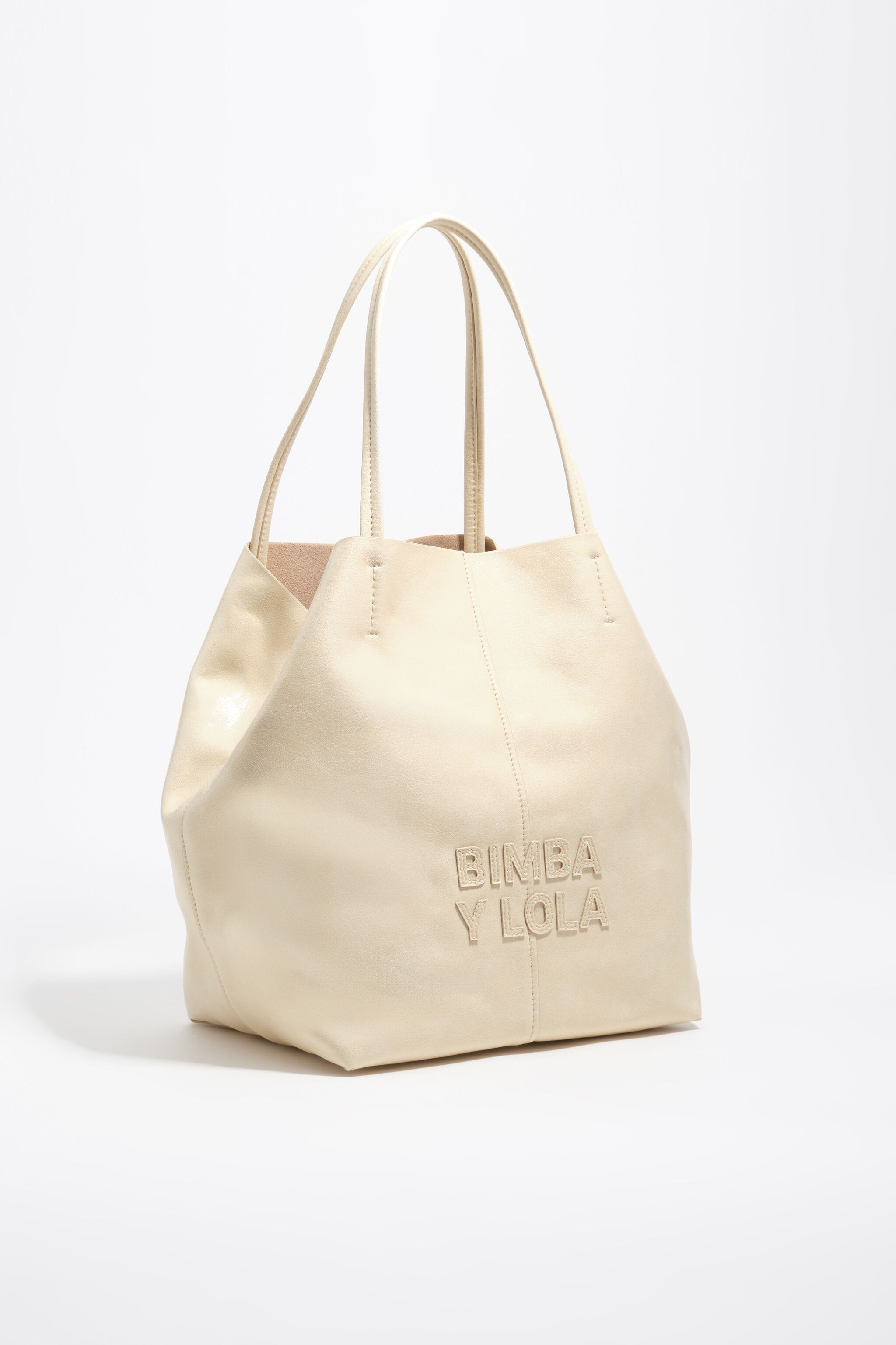 Bolso de hombro marfil grande