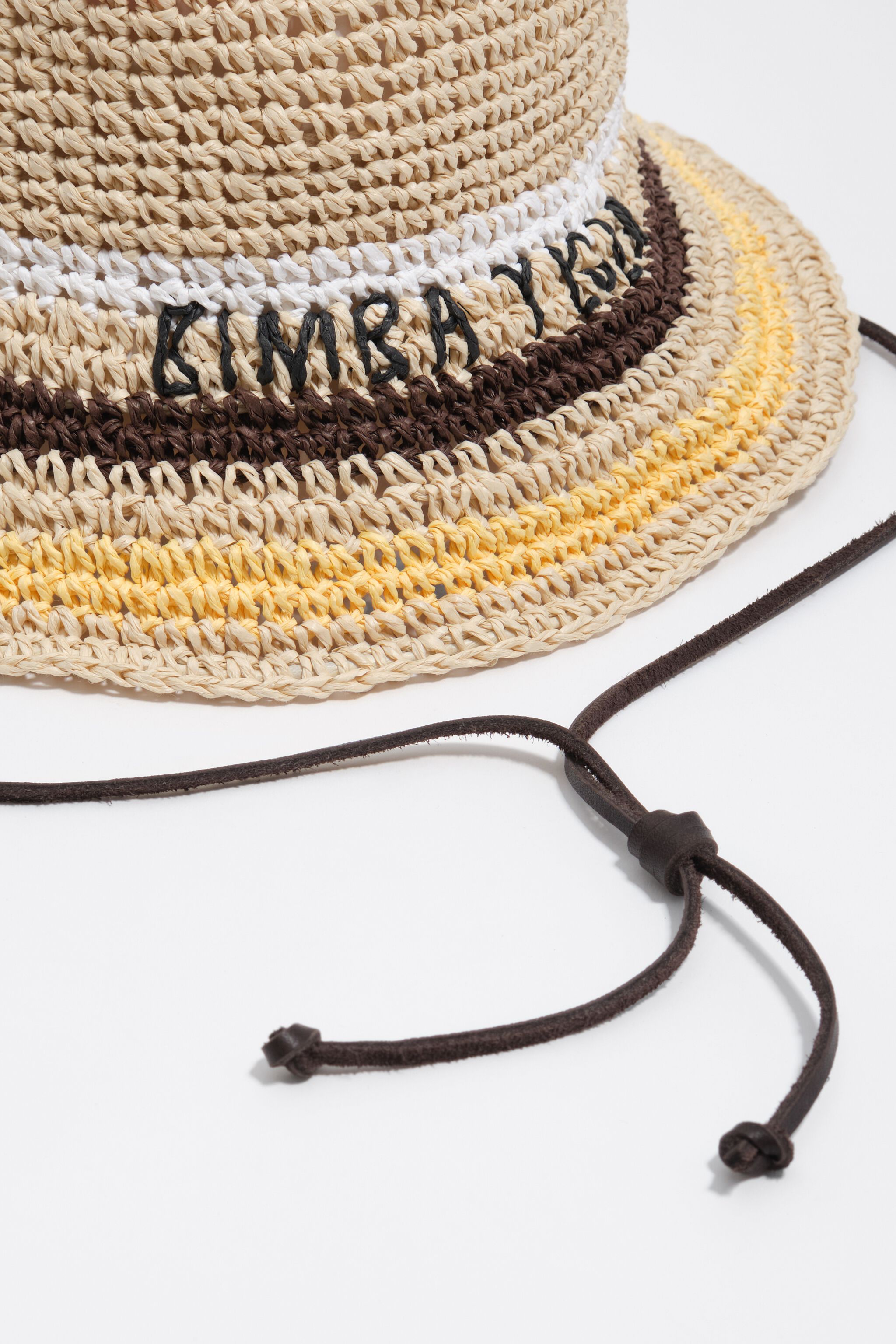 Sombrero con efecto rafia y rayas multicolor