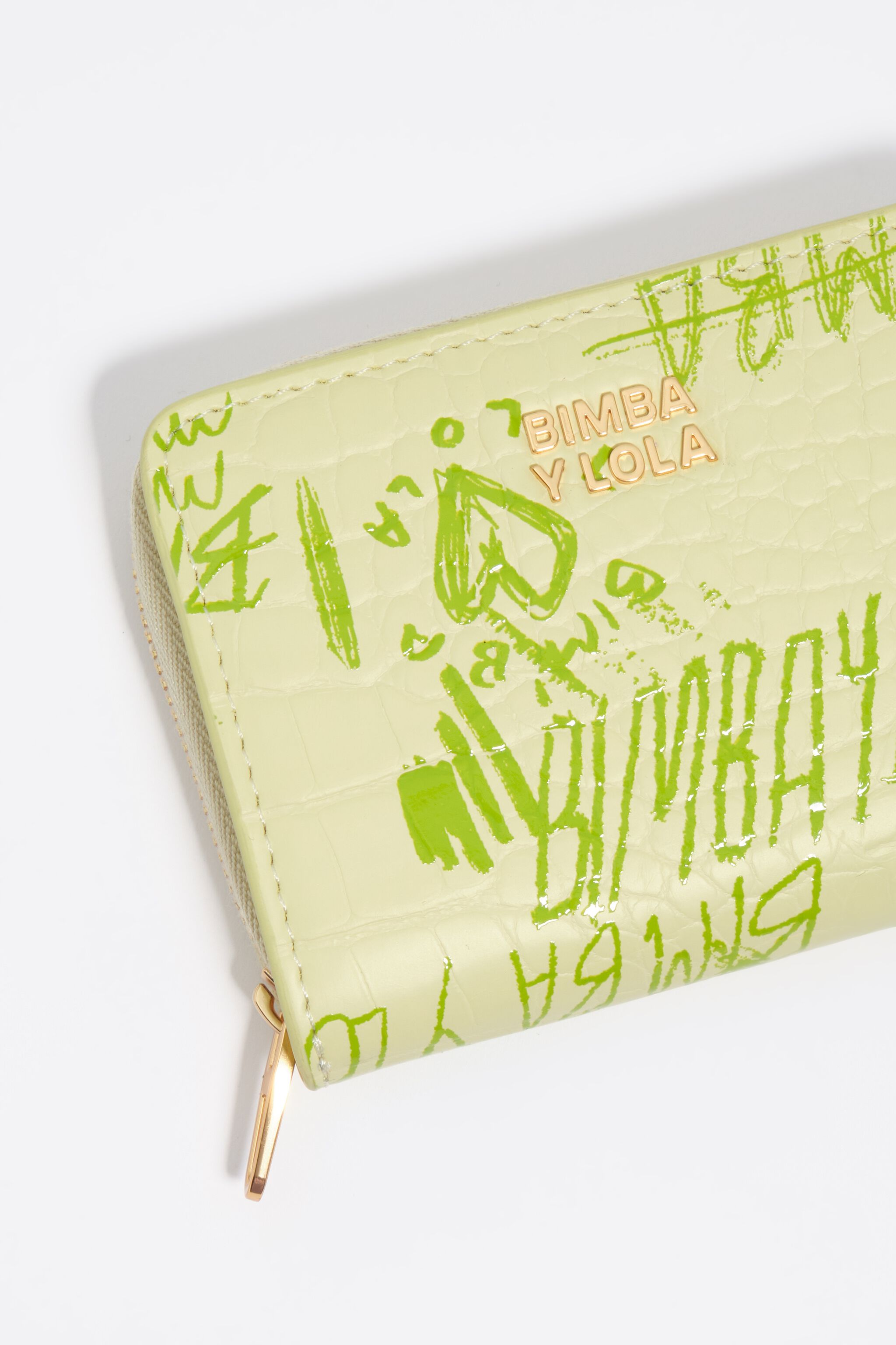 Billetera con logo BIMBA de color verde pastel