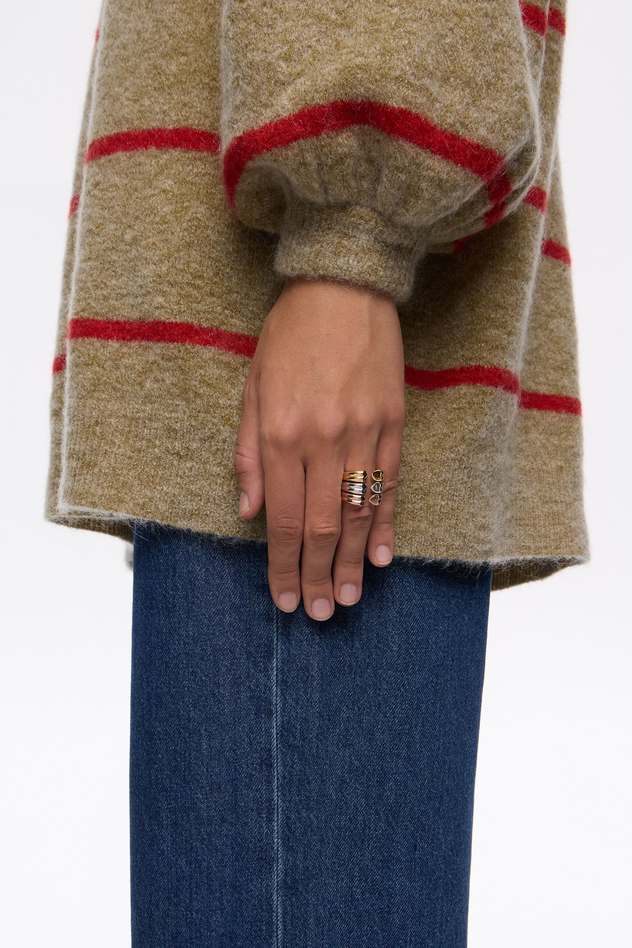 Anillo de corazones en tres tonos