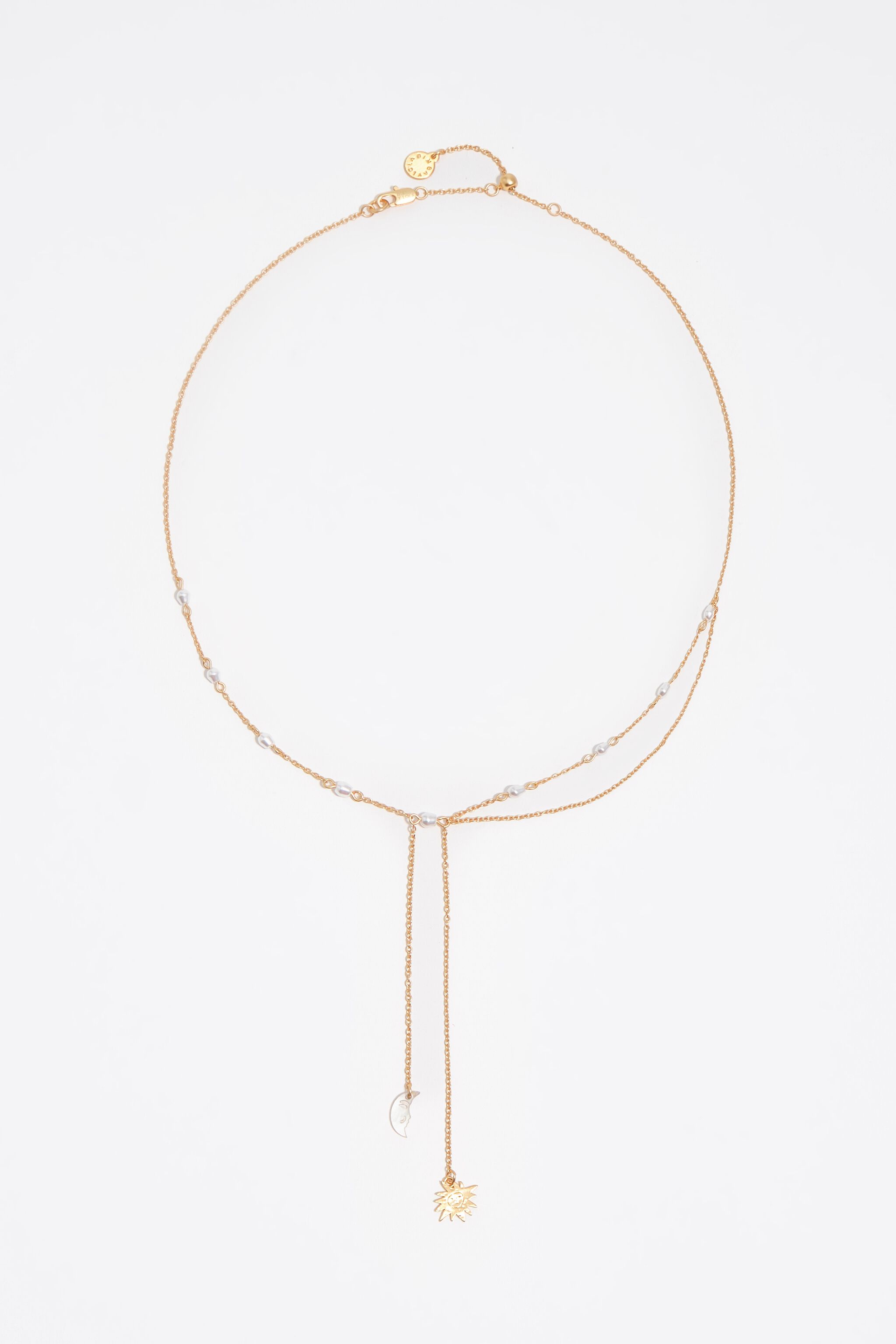 Collar de sol y luna con cadenas de oro cepillado