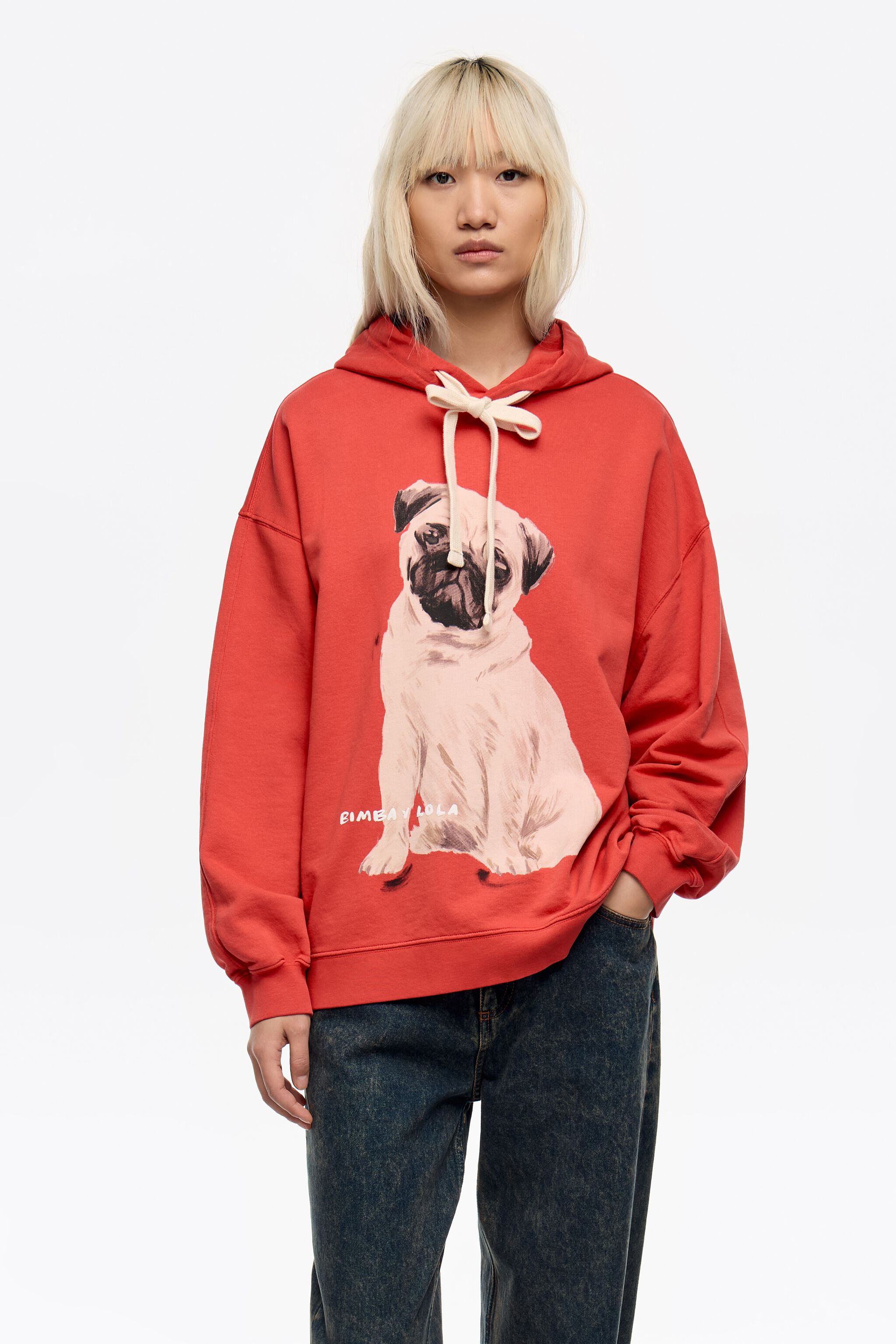 Sudadera con logo de pug rojo