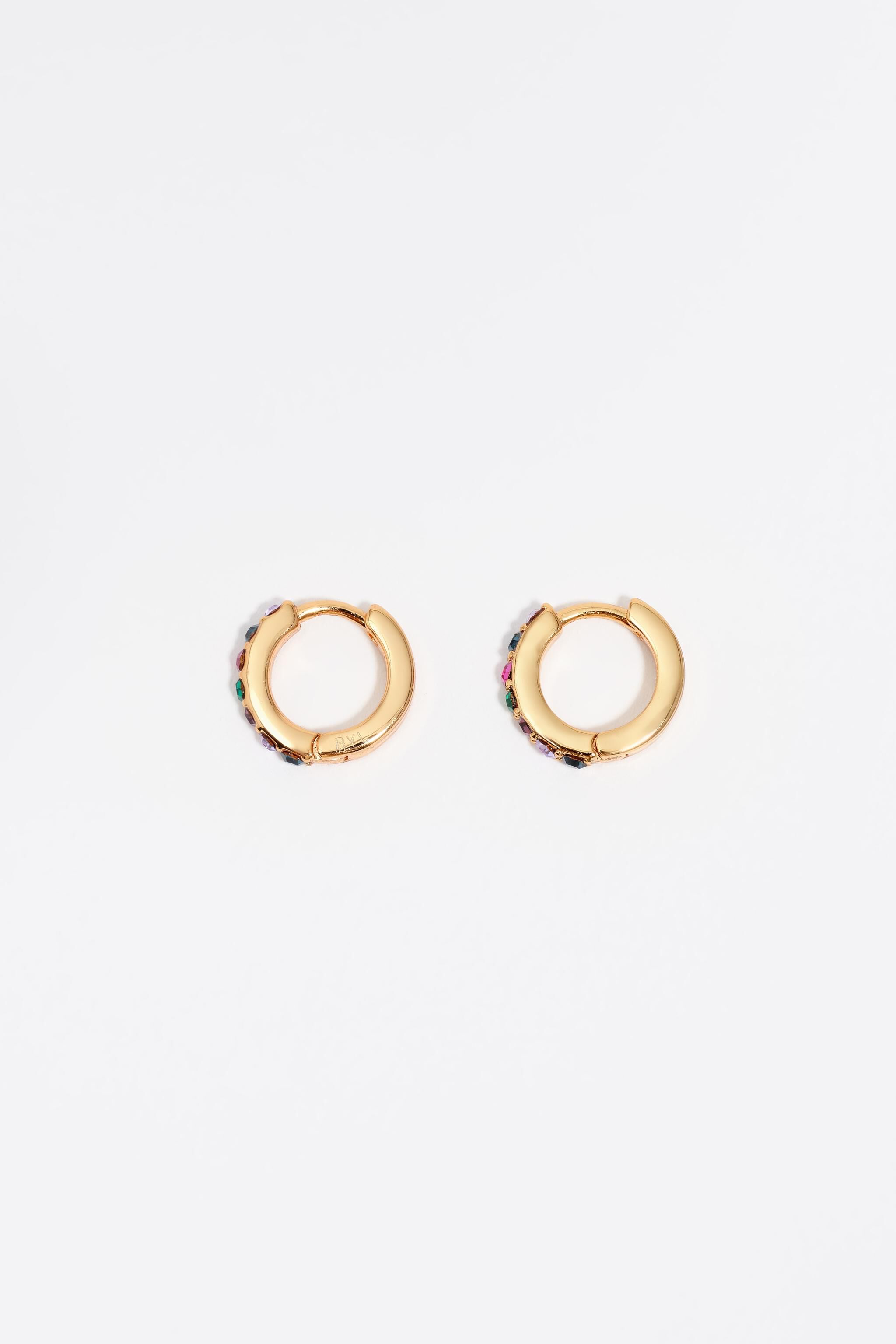 Pendientes de aro mini con cristales dorados
