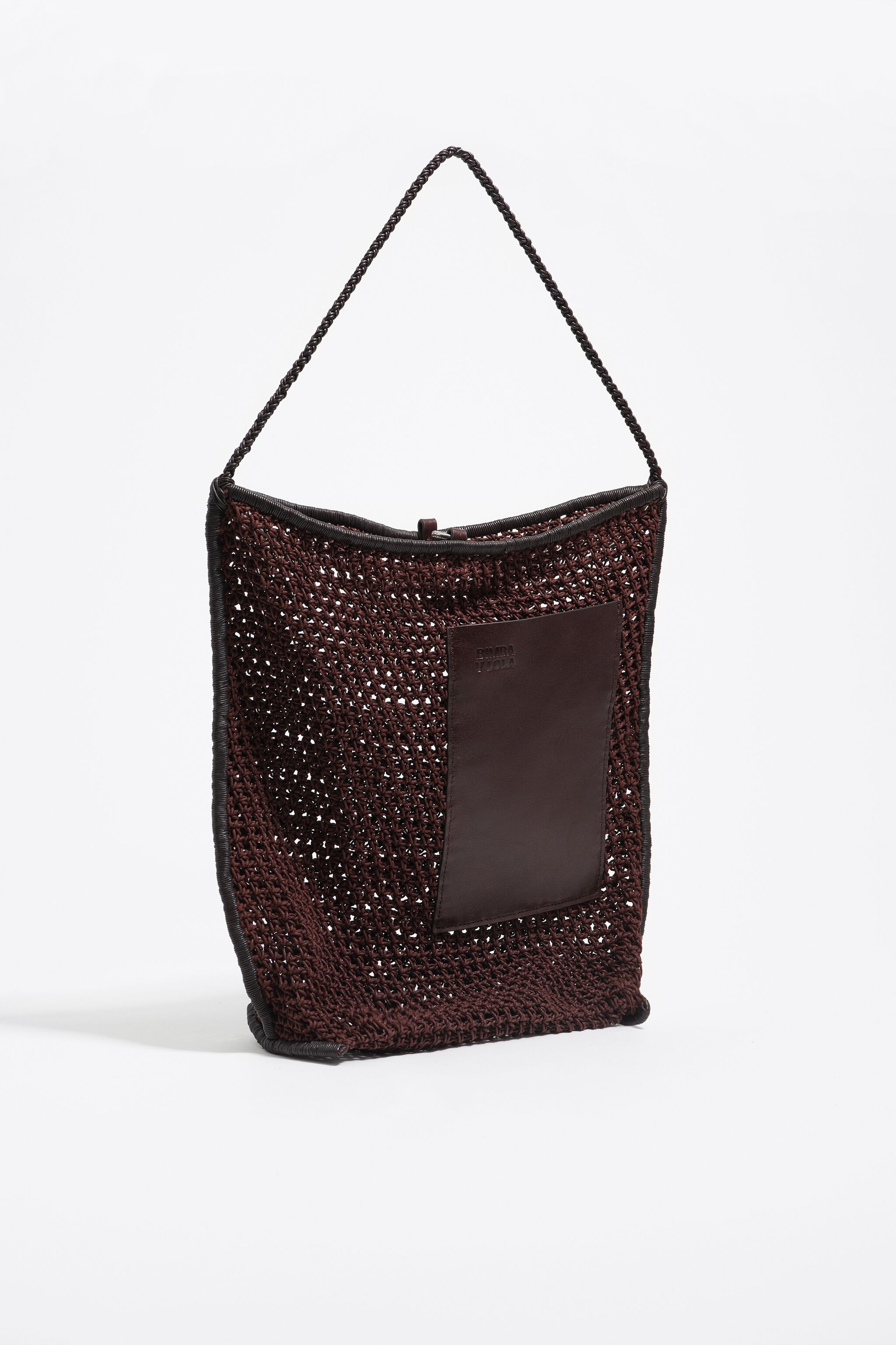 Bolso de hombro trenzado de chocolate