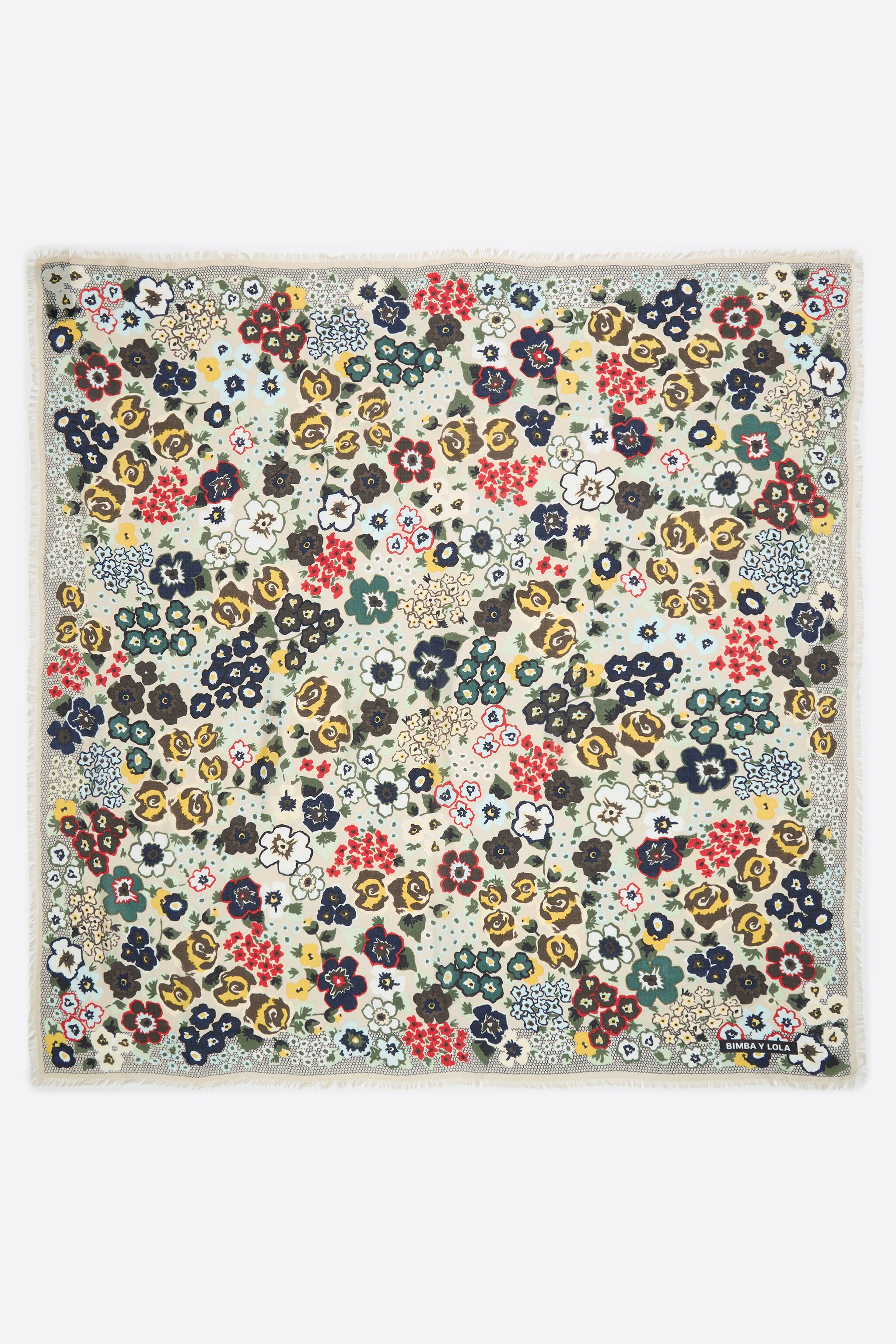 Chal de jardín floral beige