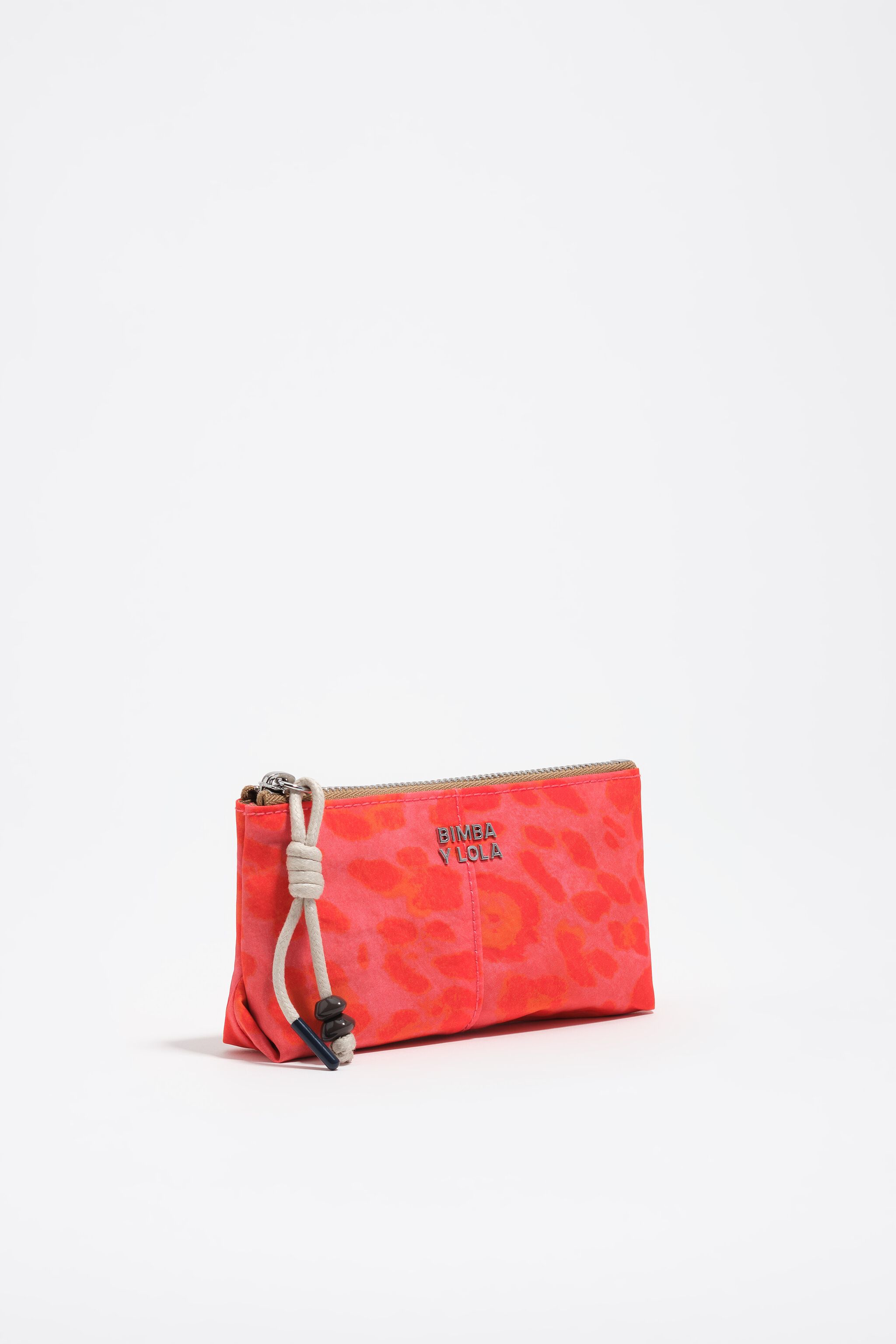 Billetera de monedas de nailon con estampado de leopardo rosa