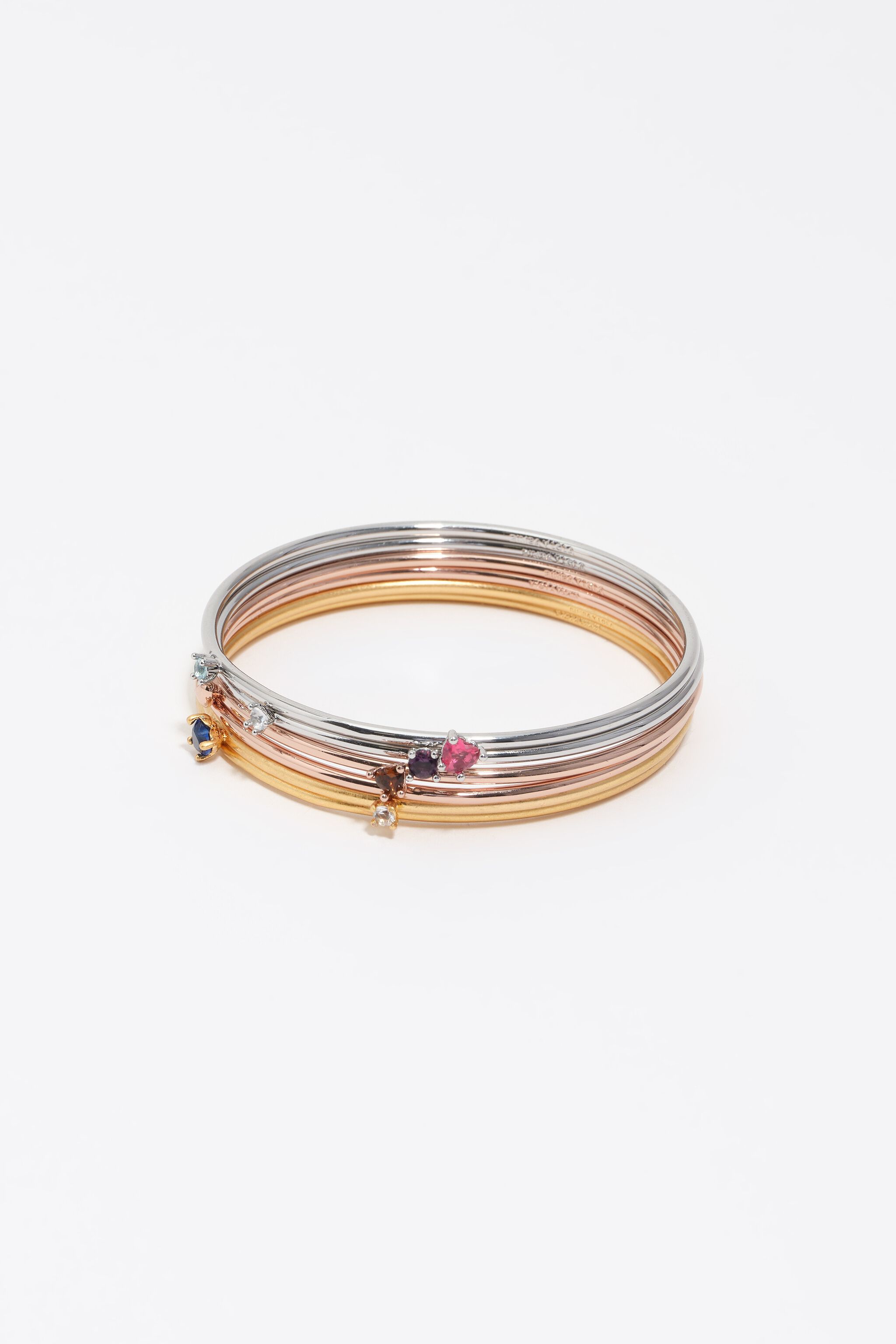 Conjunto de 6 pulseras de cristal con tres tonos