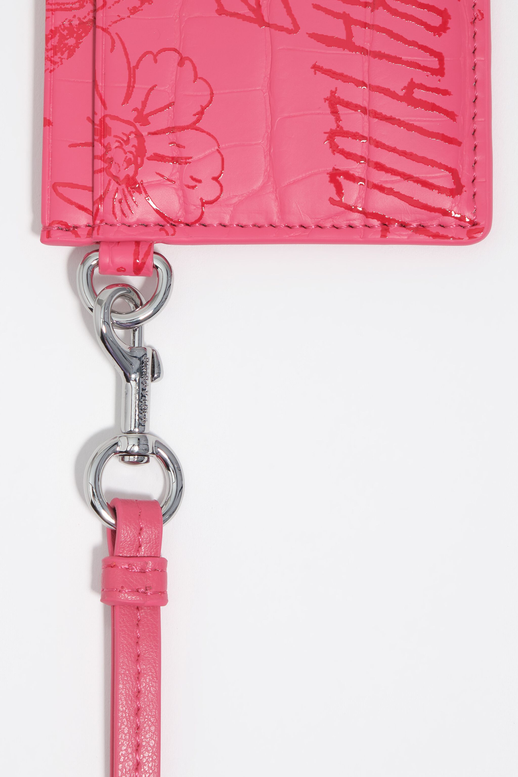 Porta tarjetas con logotipo BIMBA de rosa fresa