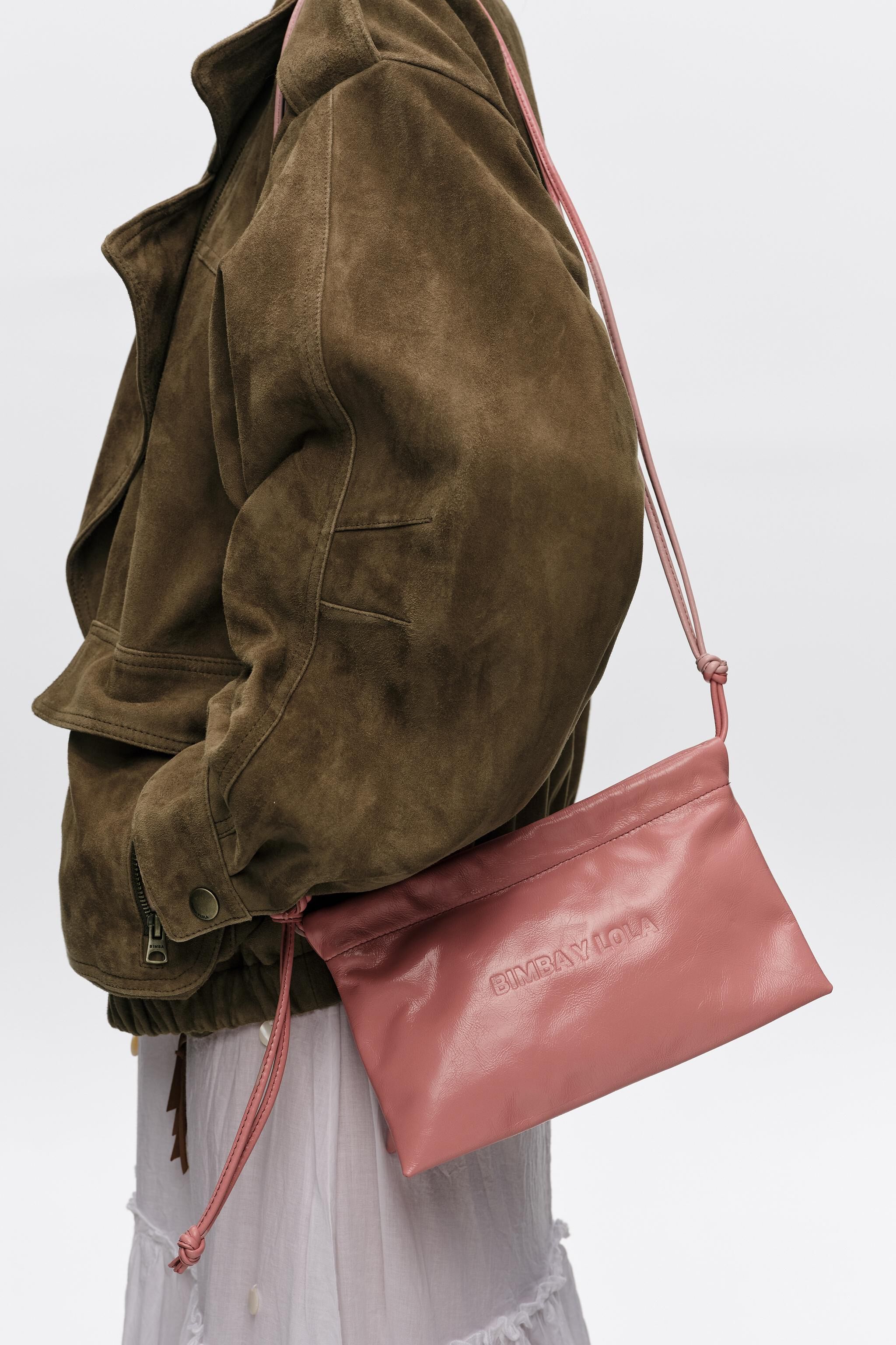 Bolso de cuero rosa mini