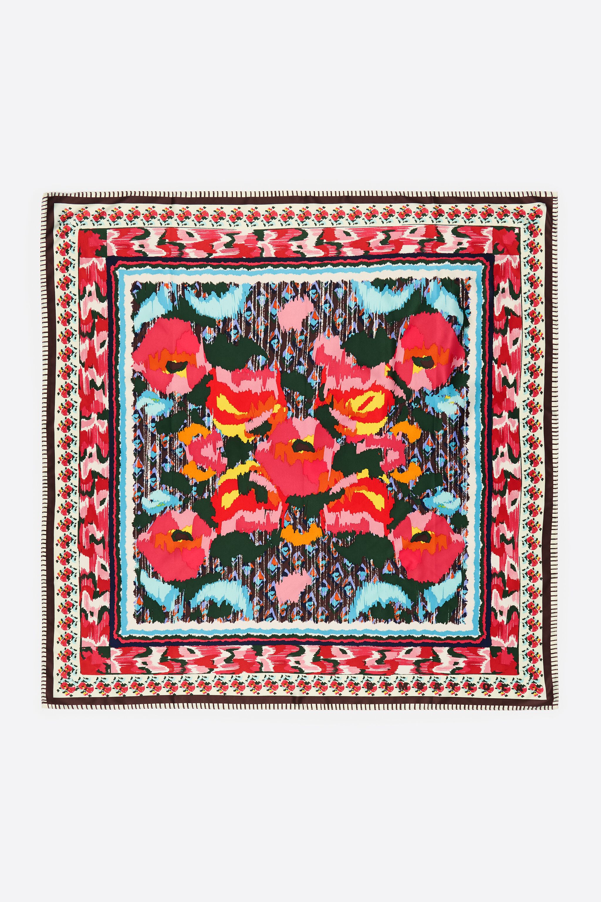 Pashmina floral fucsia Ikat