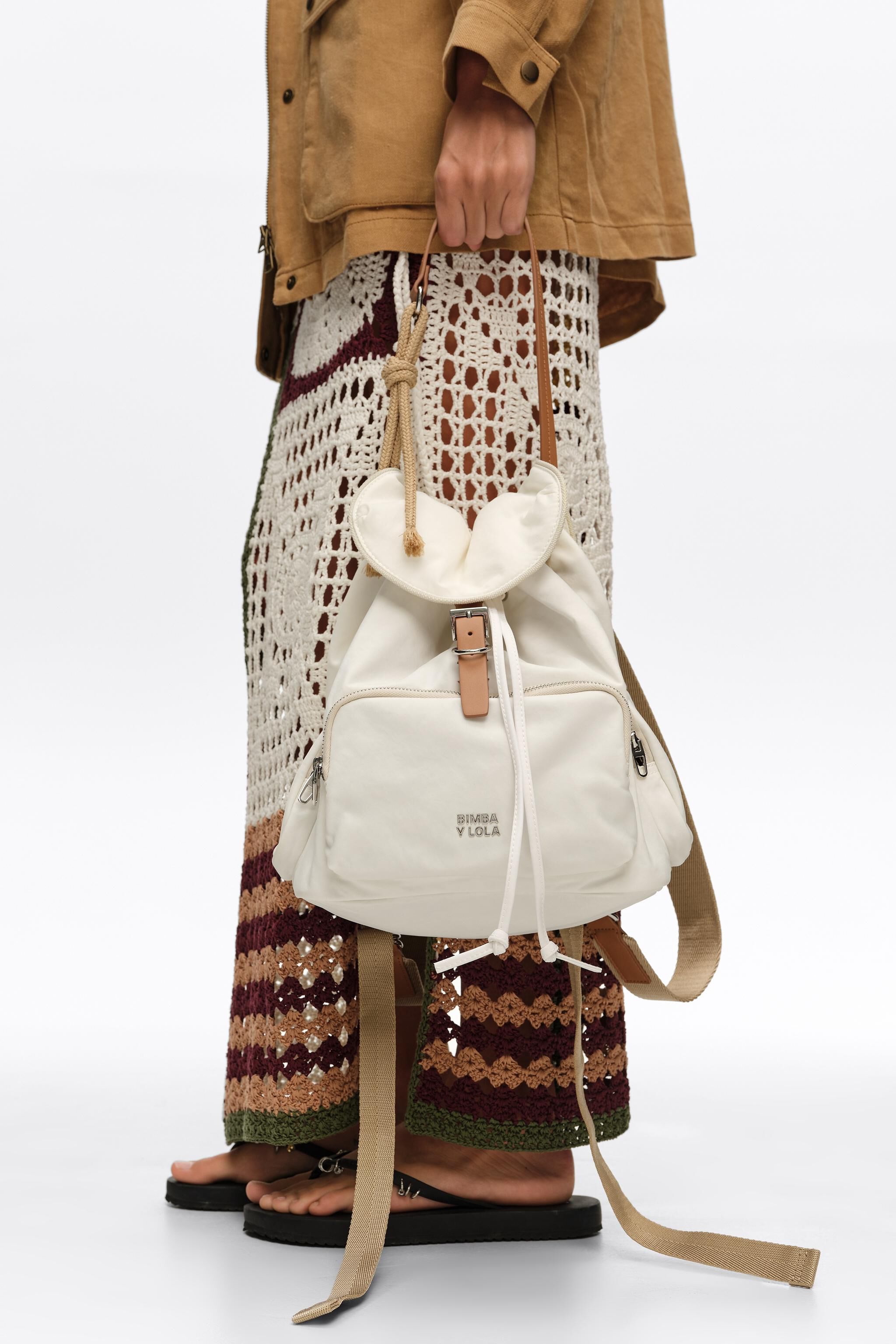 Mochila de bolsillo de nailon blanco