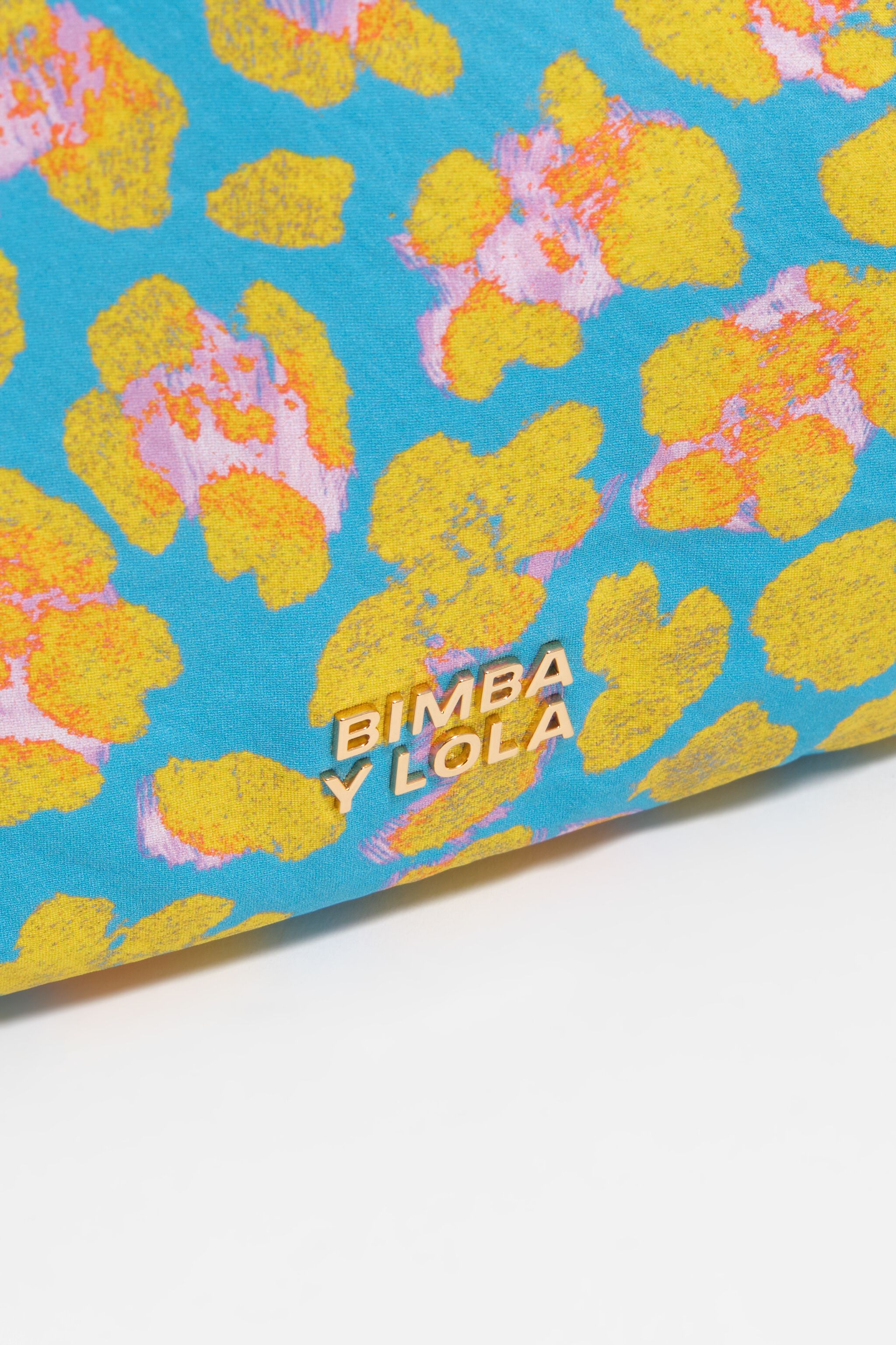 Estuche de maquillaje de nailon con estampado de leopardo azul
