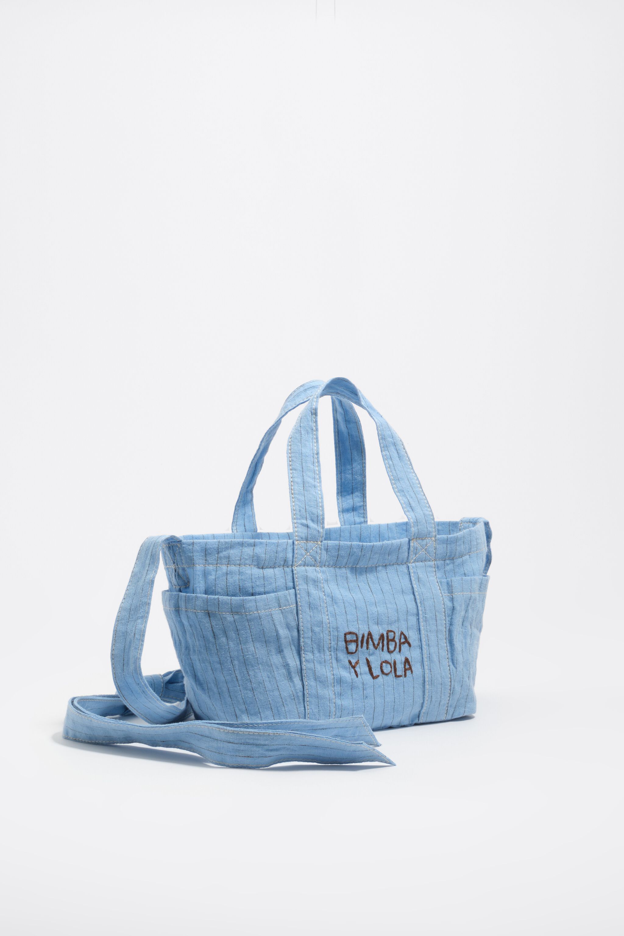 Bolso bandolera mini azul claro de lino