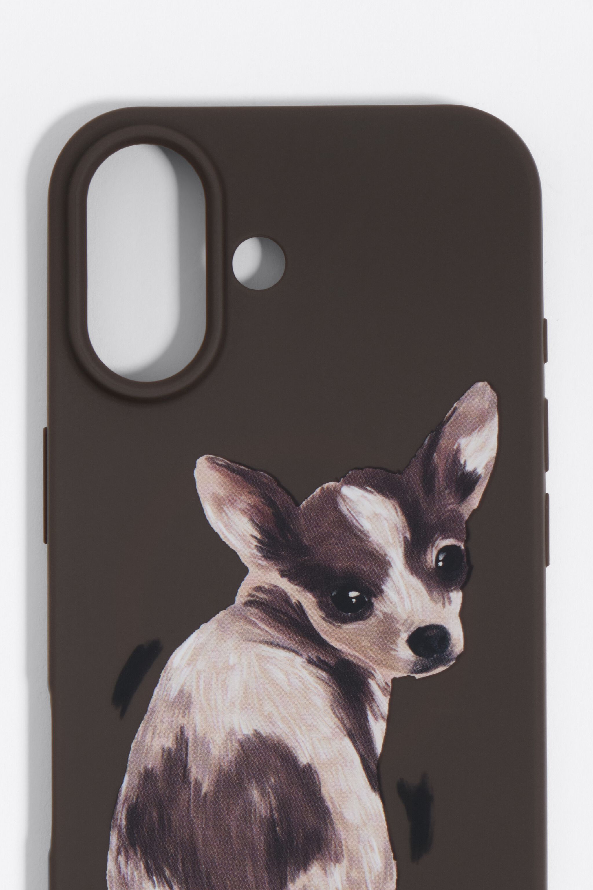 Funda dura para iPhone 17 con diseño de chihuahua de chocolate