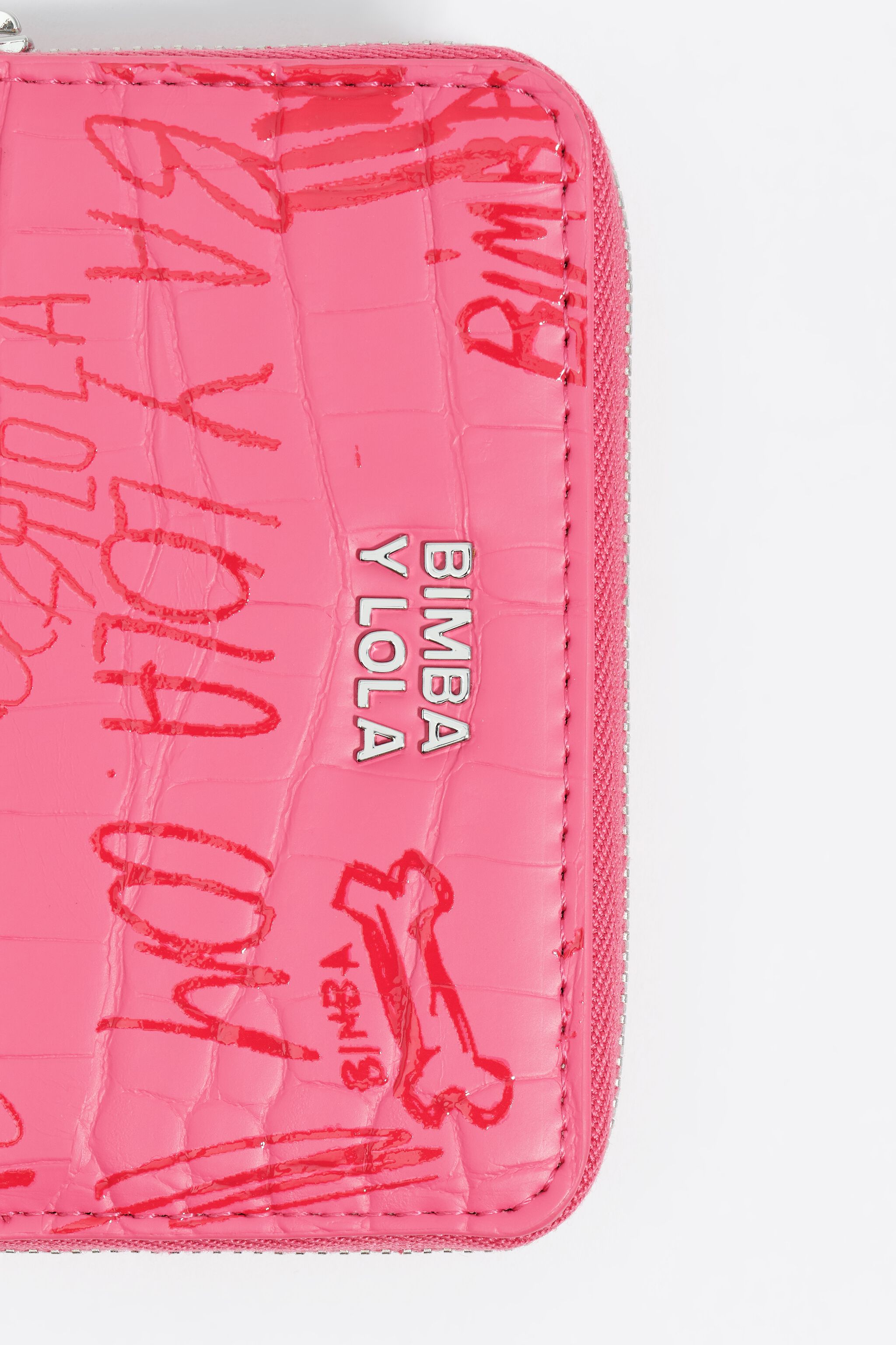 Bolso de cremallera rosa fresa con logotipos BIMBA