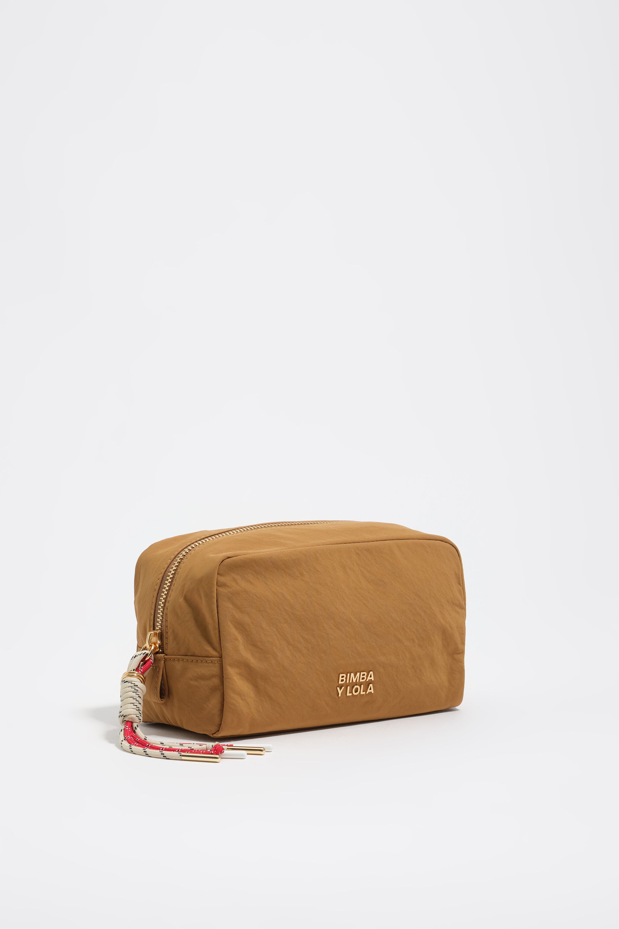 Estuche de maquillaje de nailon marrón claro