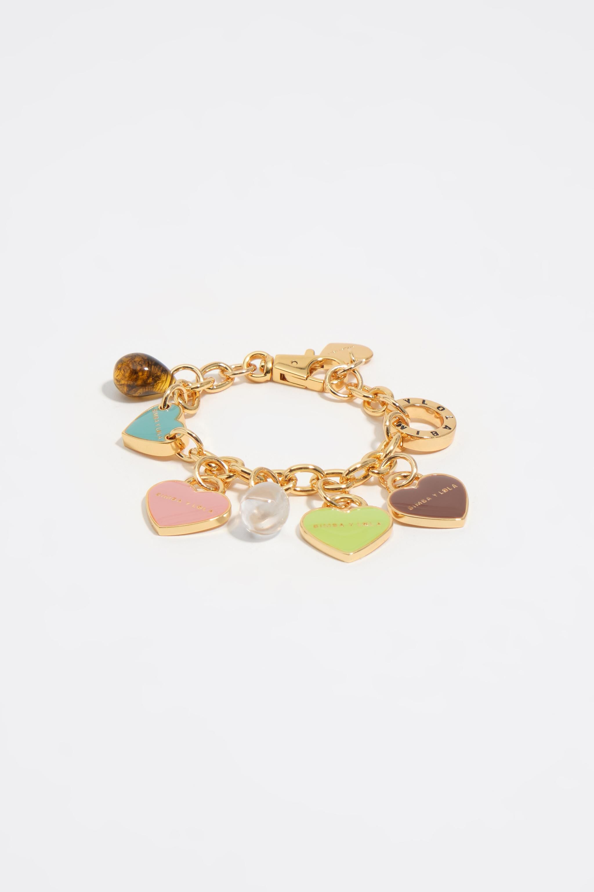 Pulsera de cadena con logotipos de corazón