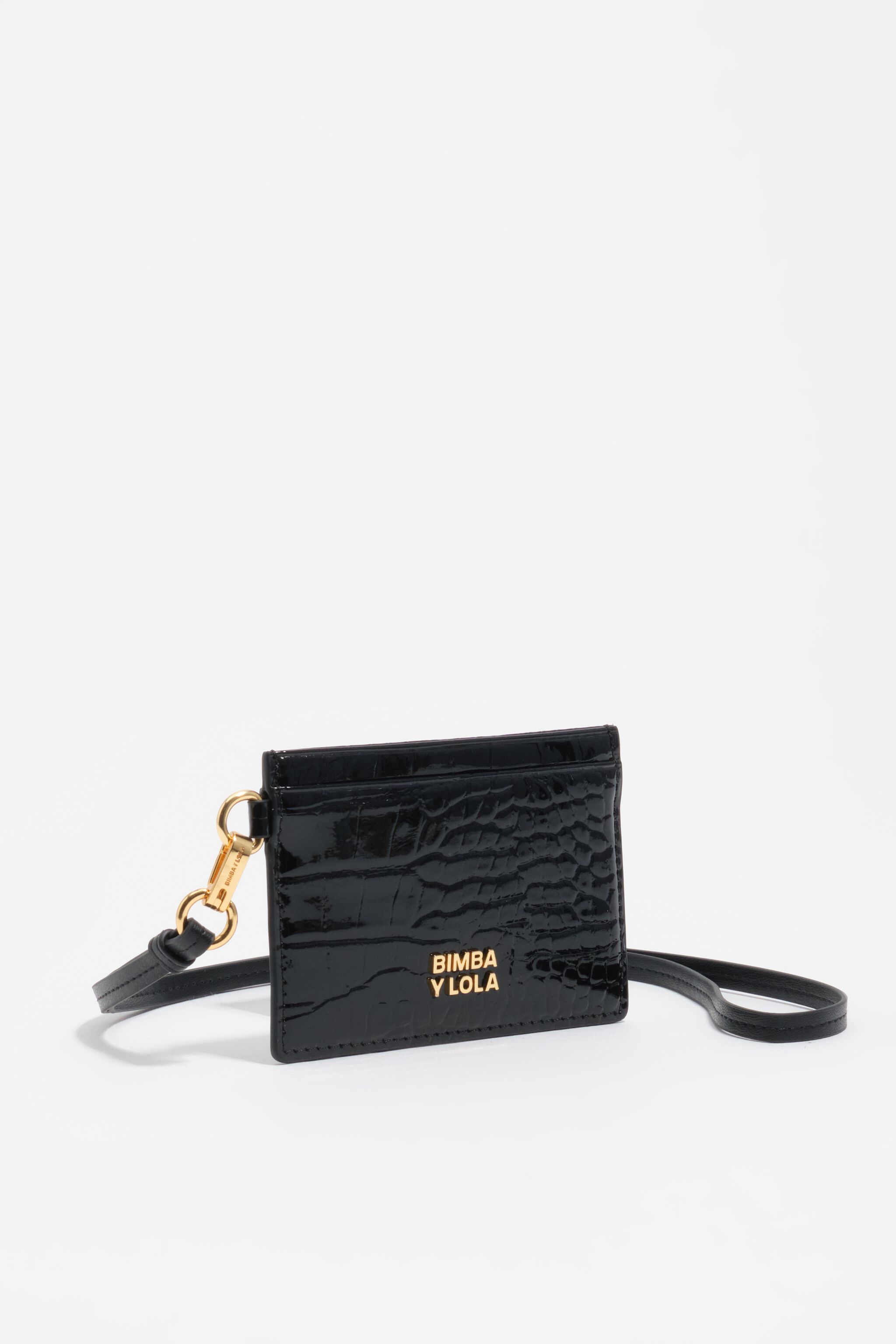 Porta tarjetas con efecto cocodrilo estampado negro