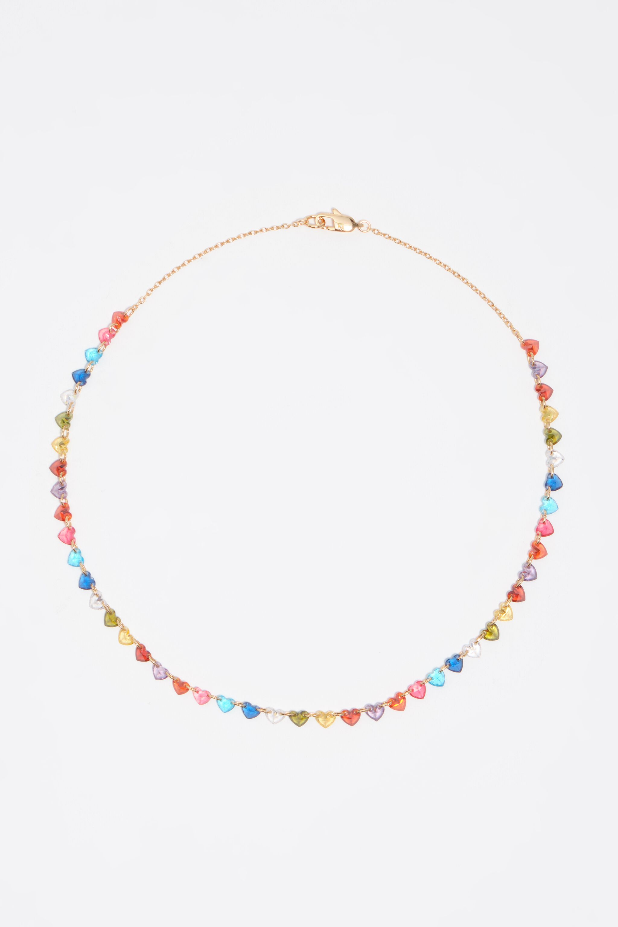 Collar de corazones mini con cristales multicolor