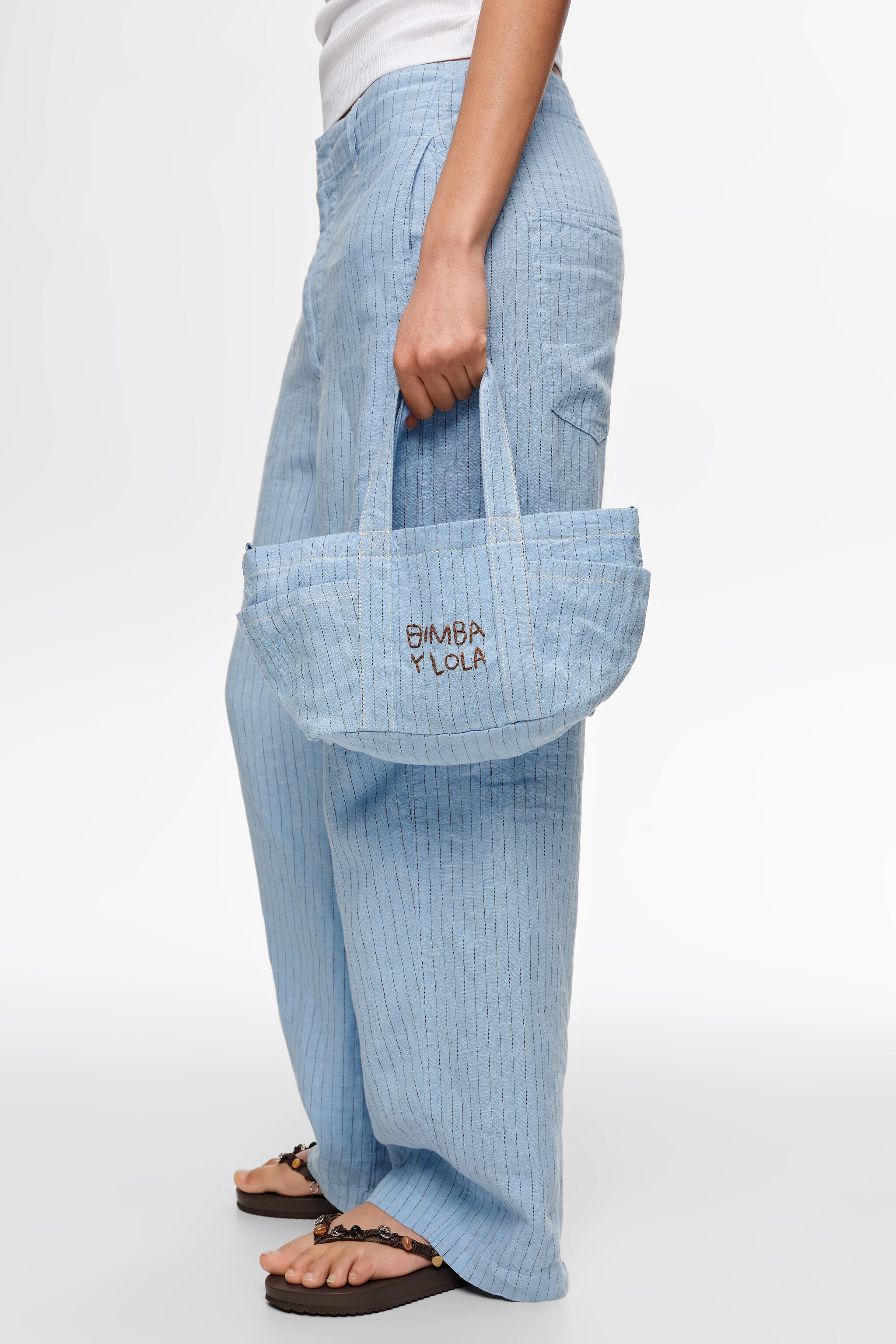 Bolso bandolera mini azul claro de lino