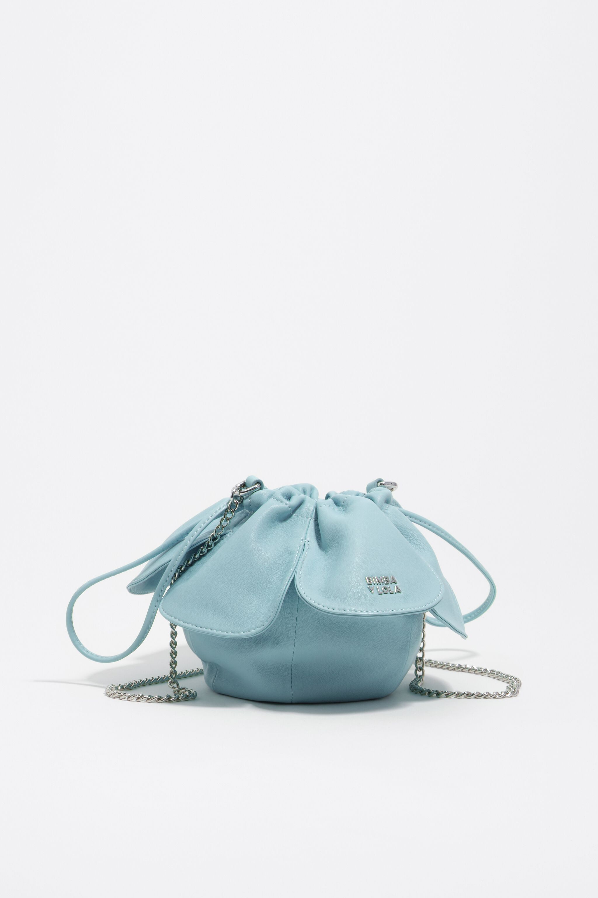 Bolso Pétalo de cuero azul cielo