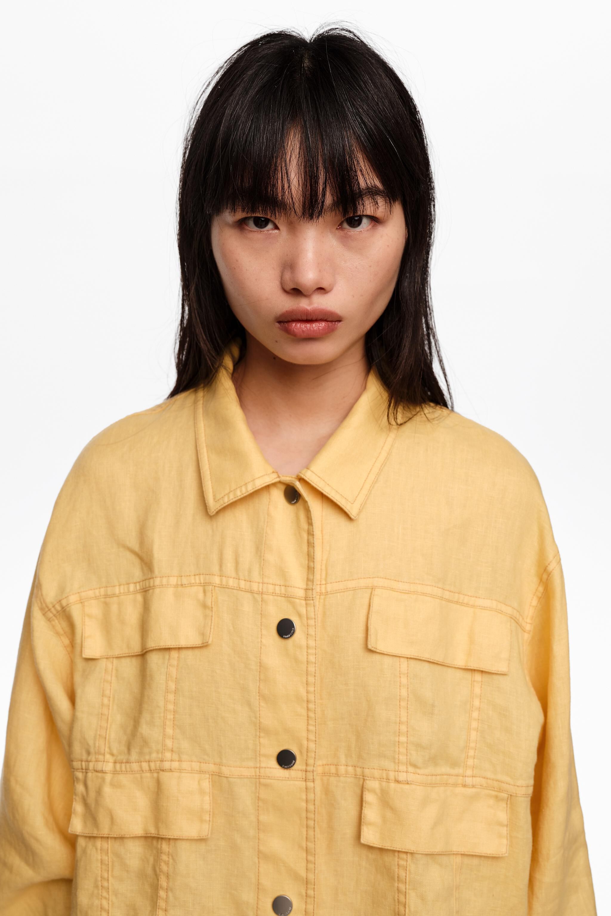 Chaleco holgado de lino amarillo