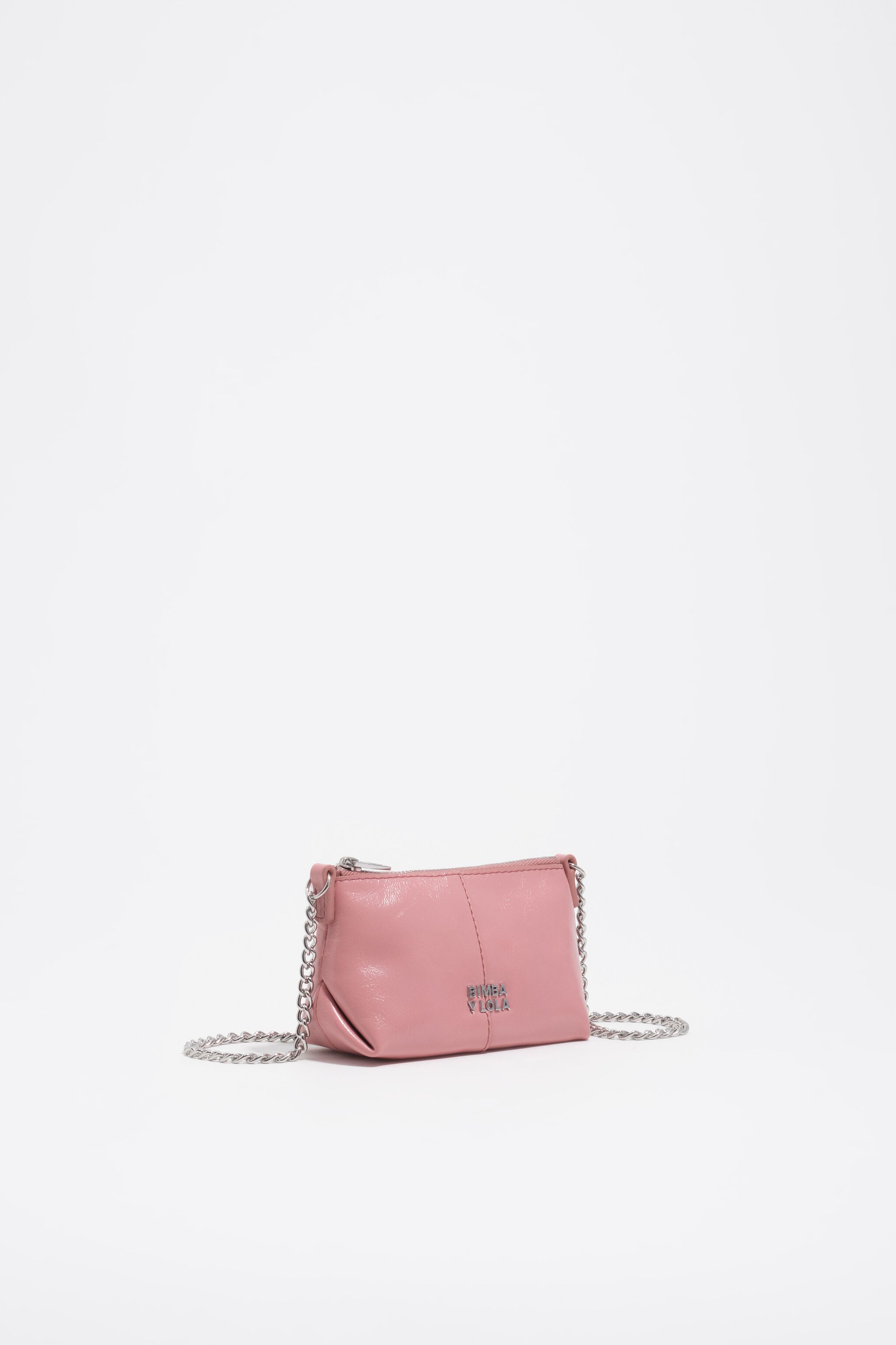 Bolso cruzado de microcuero rosa