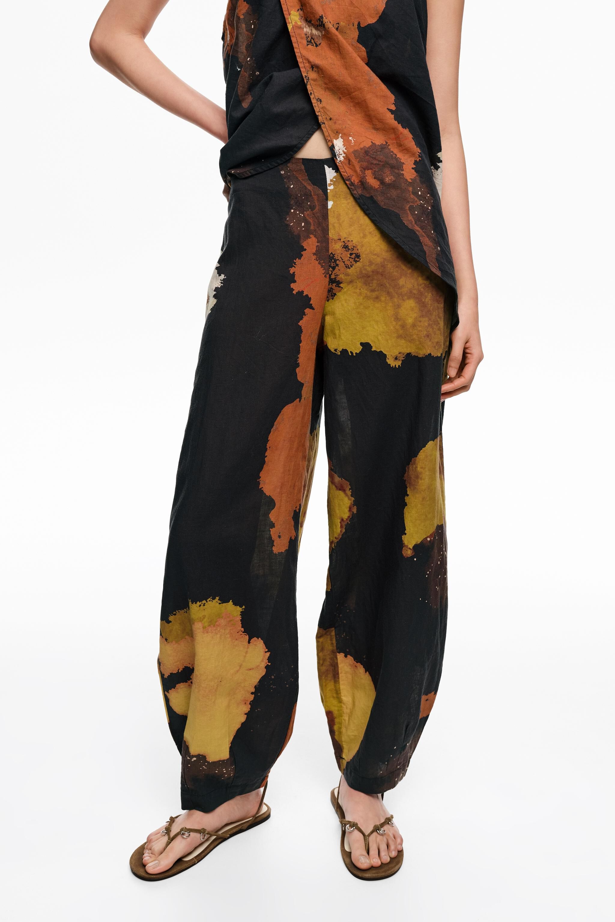 Pantalones holgados de lino negros