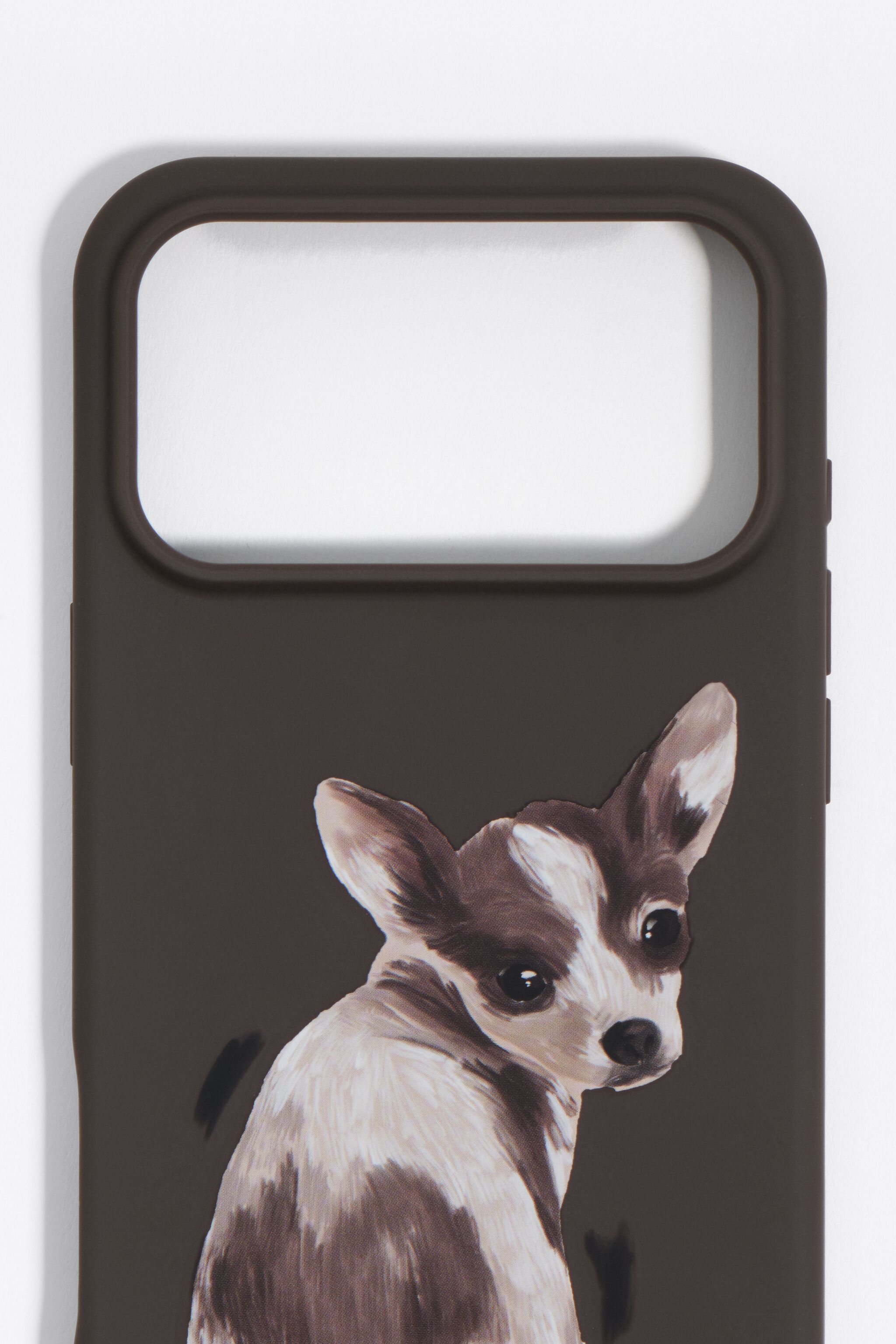 Funda dura para iPhone 17 PRO MAX con diseño de chihuahua de chocolate