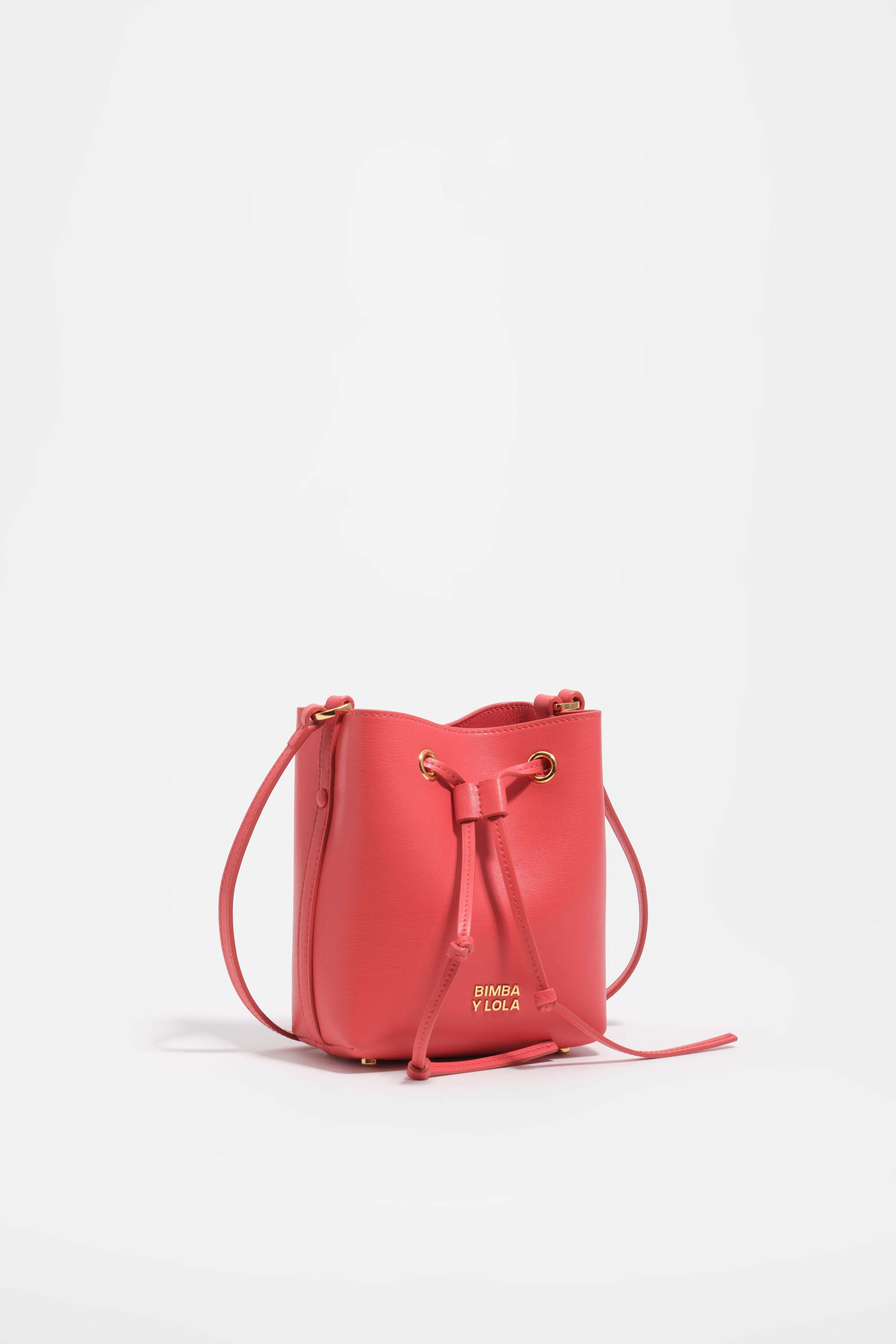 Bolso bucket mini de cuero rojo poppy