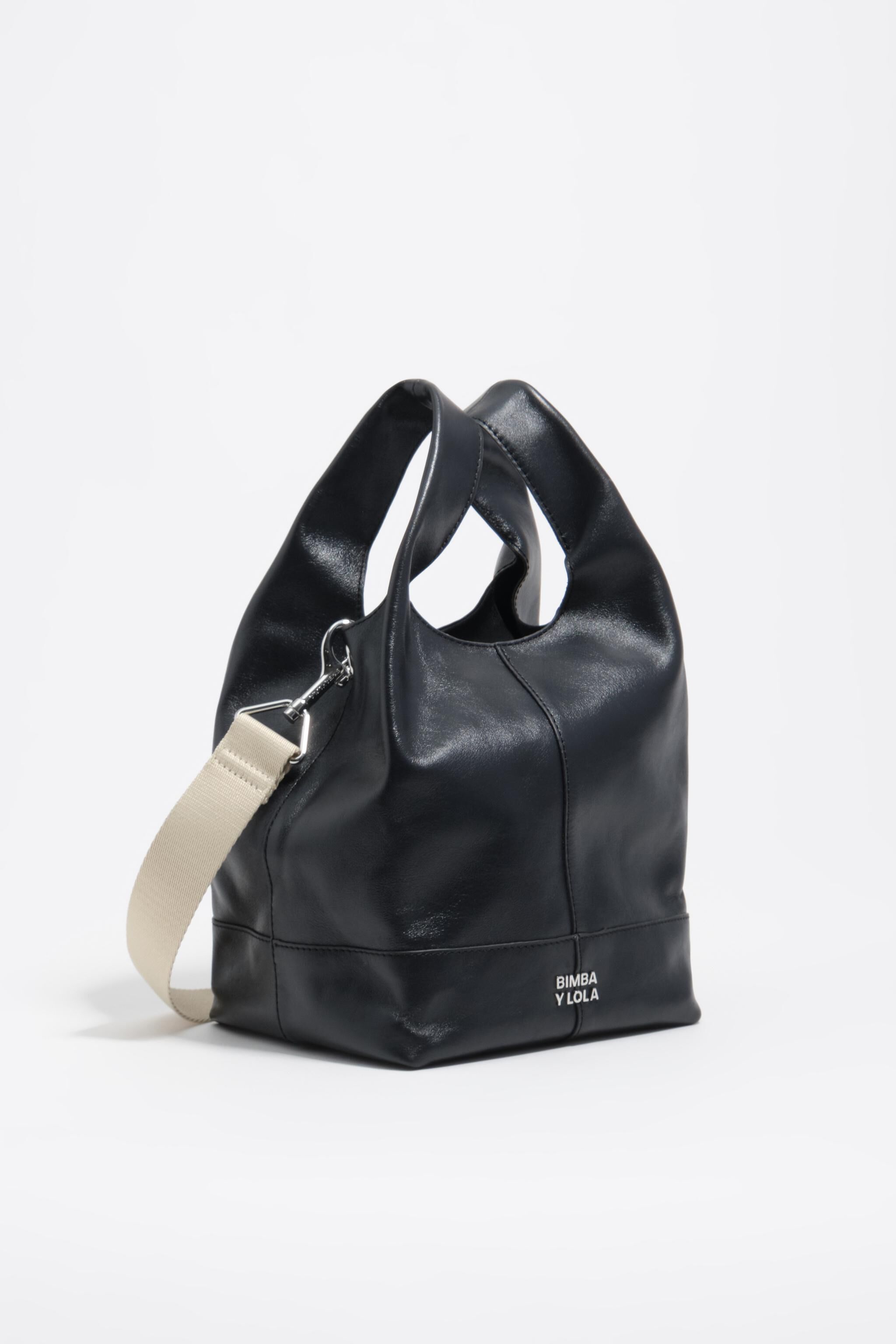 Bolso de papel de cuero petróleo mediano