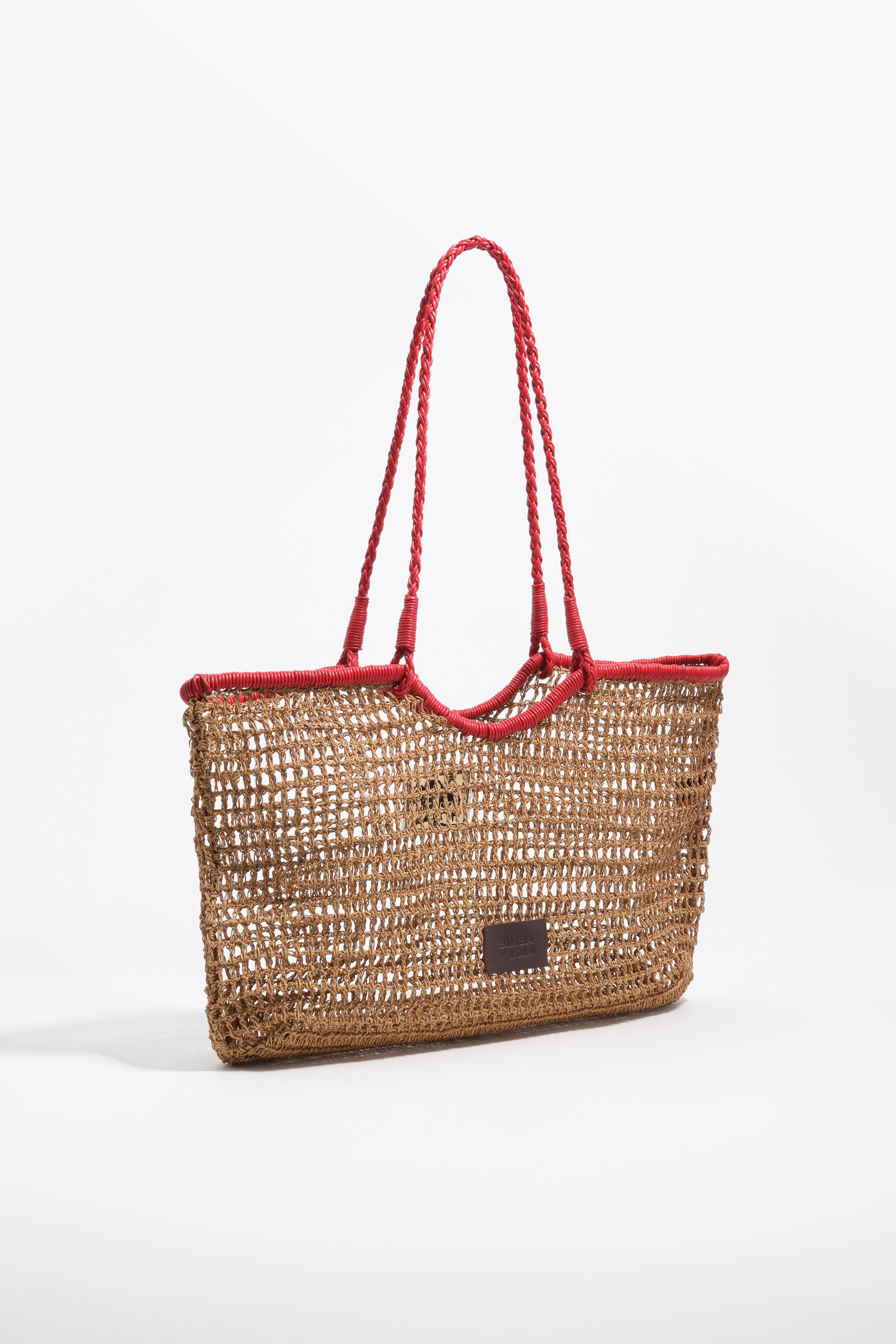 Bolsa de compras grande de efecto rafia natural