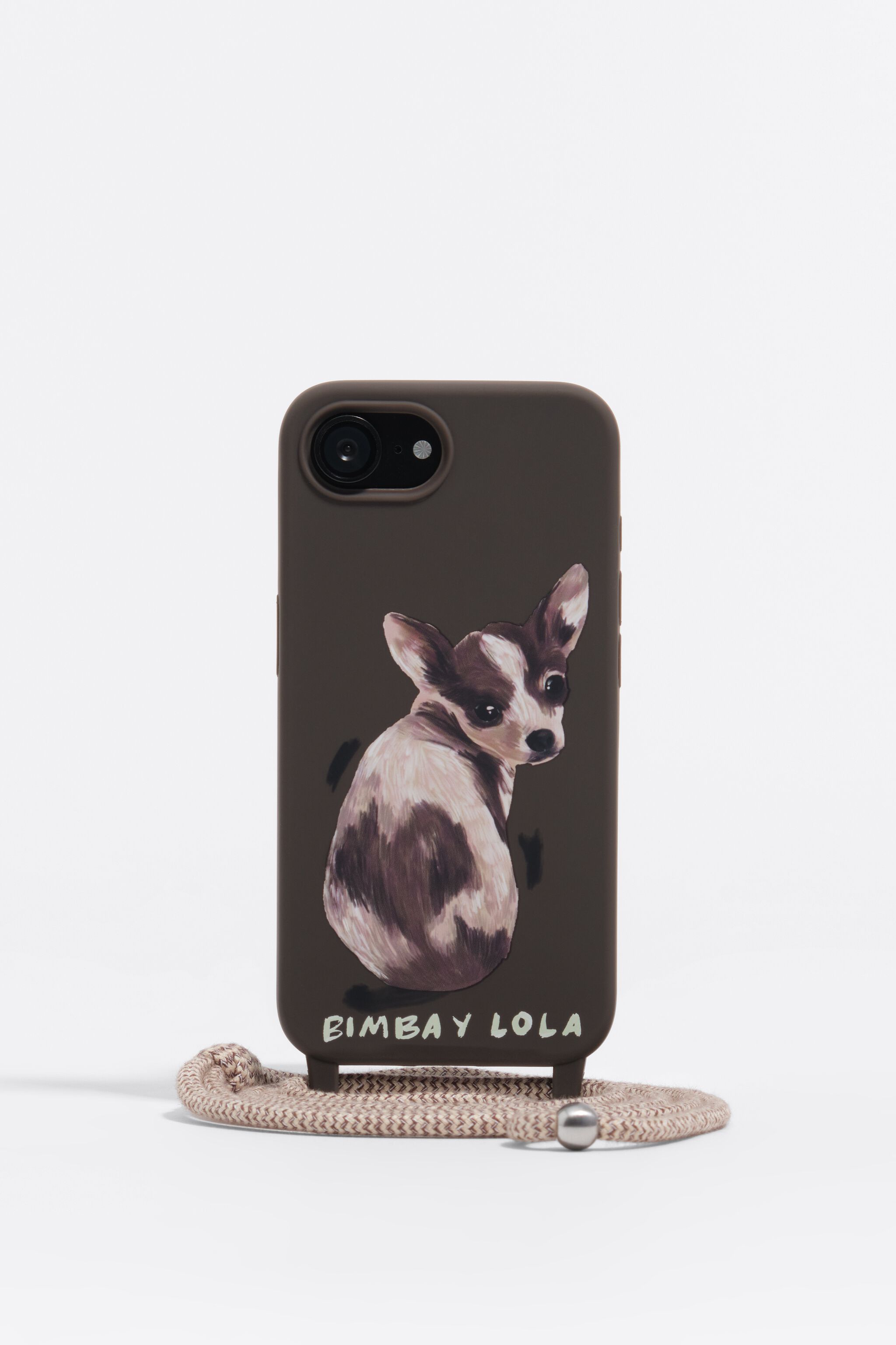 Funda dura para iPhone 16 con diseño de chihuahua de chocolate