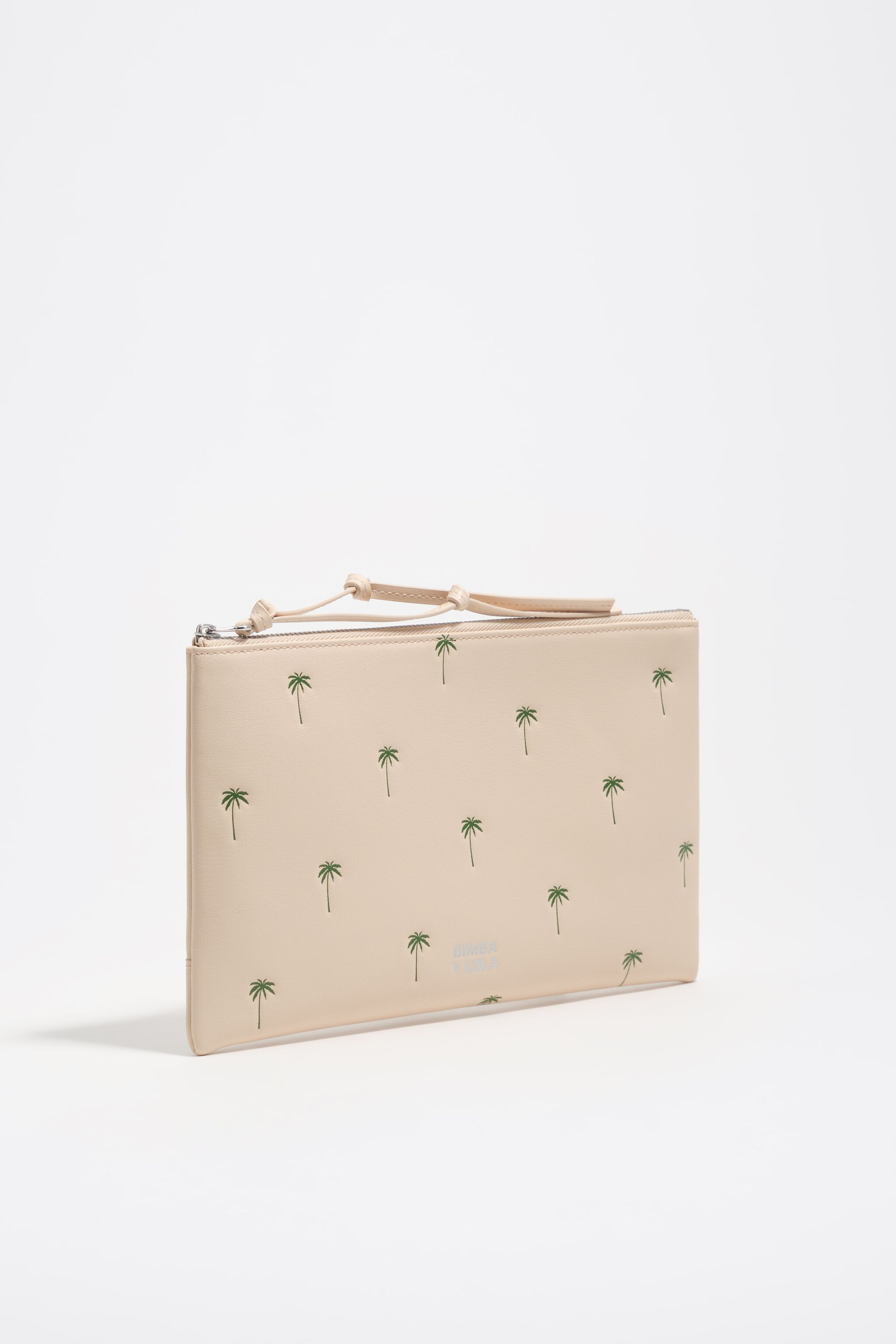 Bolso de mano Palms de cuero arena grande