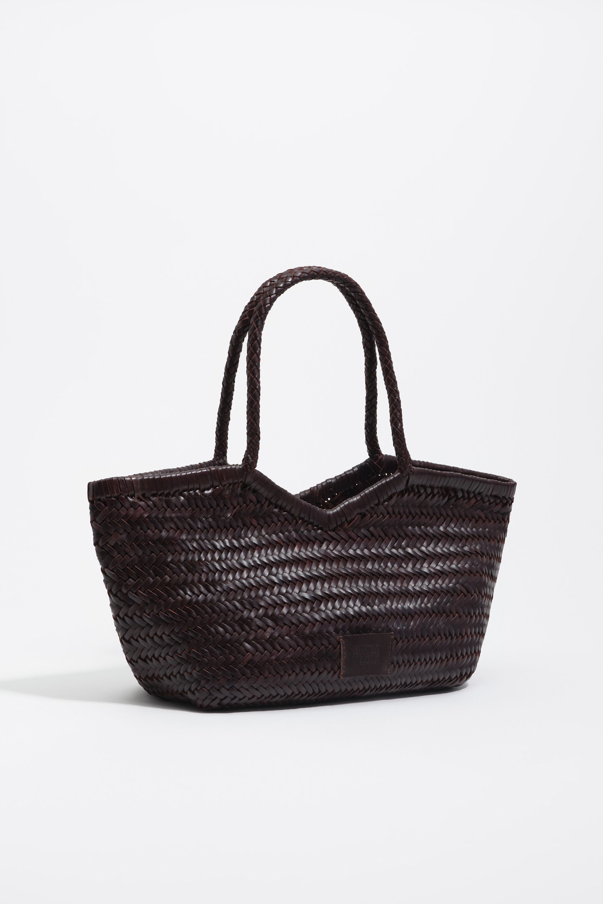 Bolso bandolera de cuero de berenjena trenzado grande