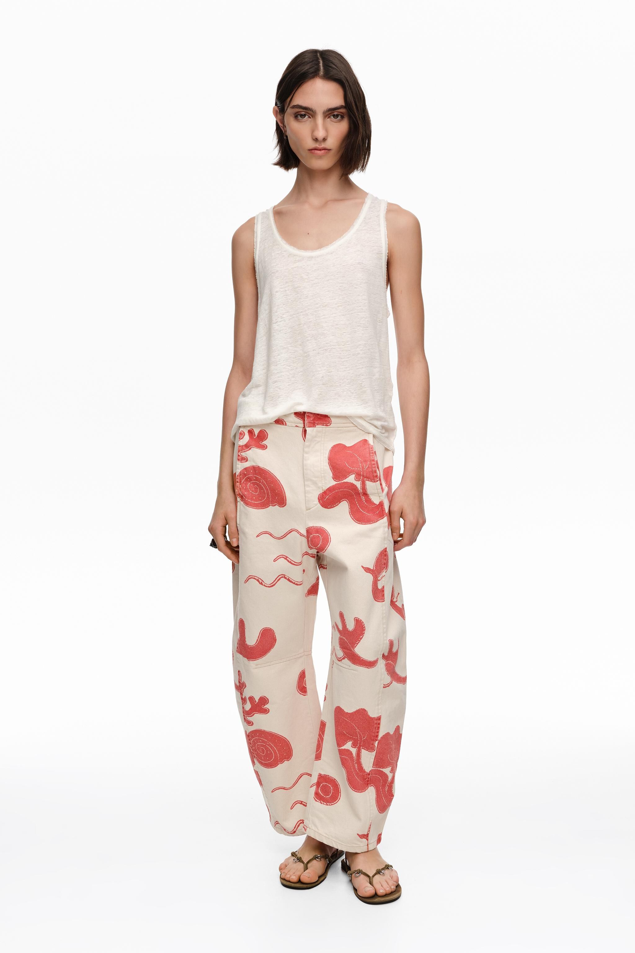 Pantalones vaqueros ajustables de cintura rojo arena BARREL