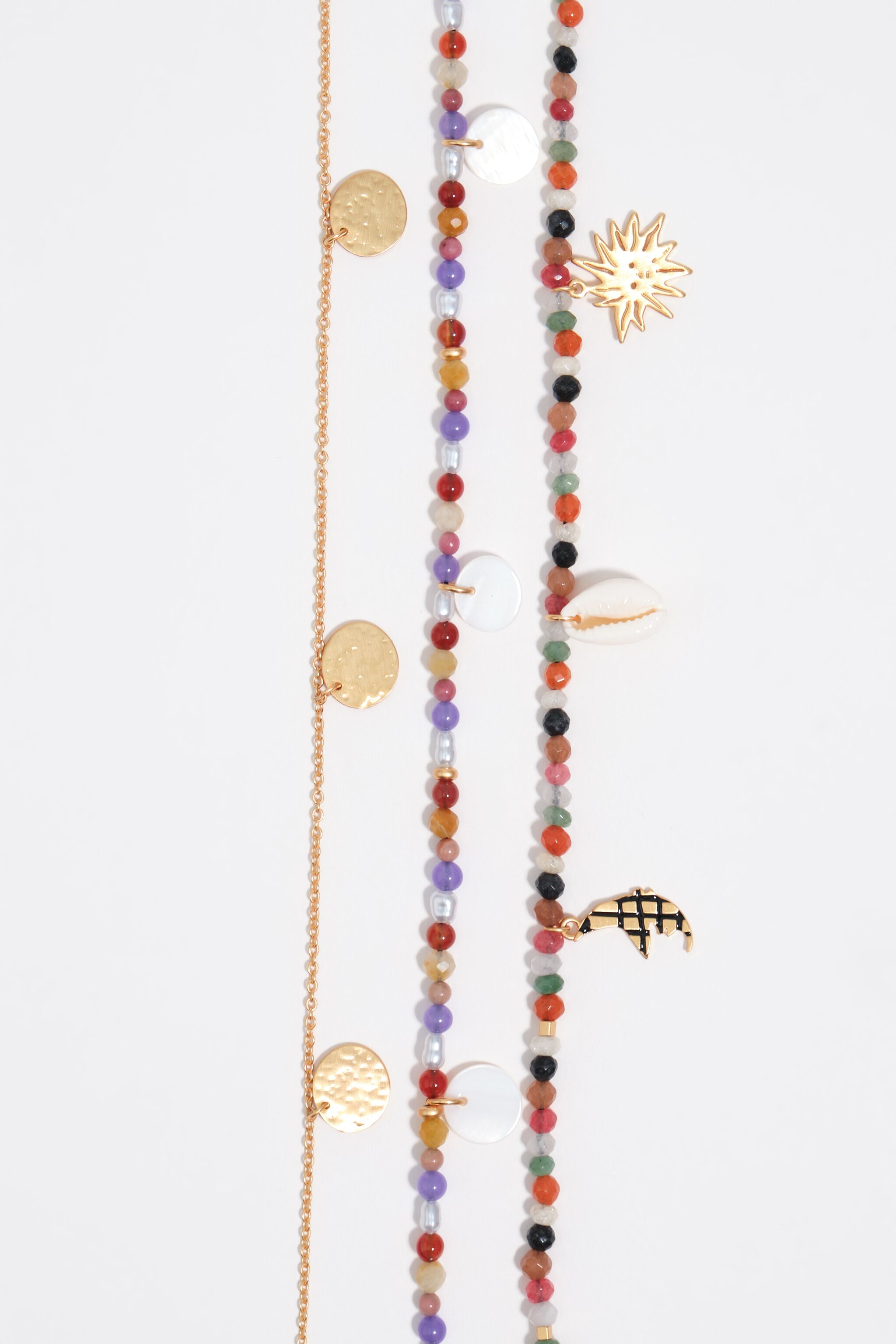 Collar de piedras multicolor con doble capa