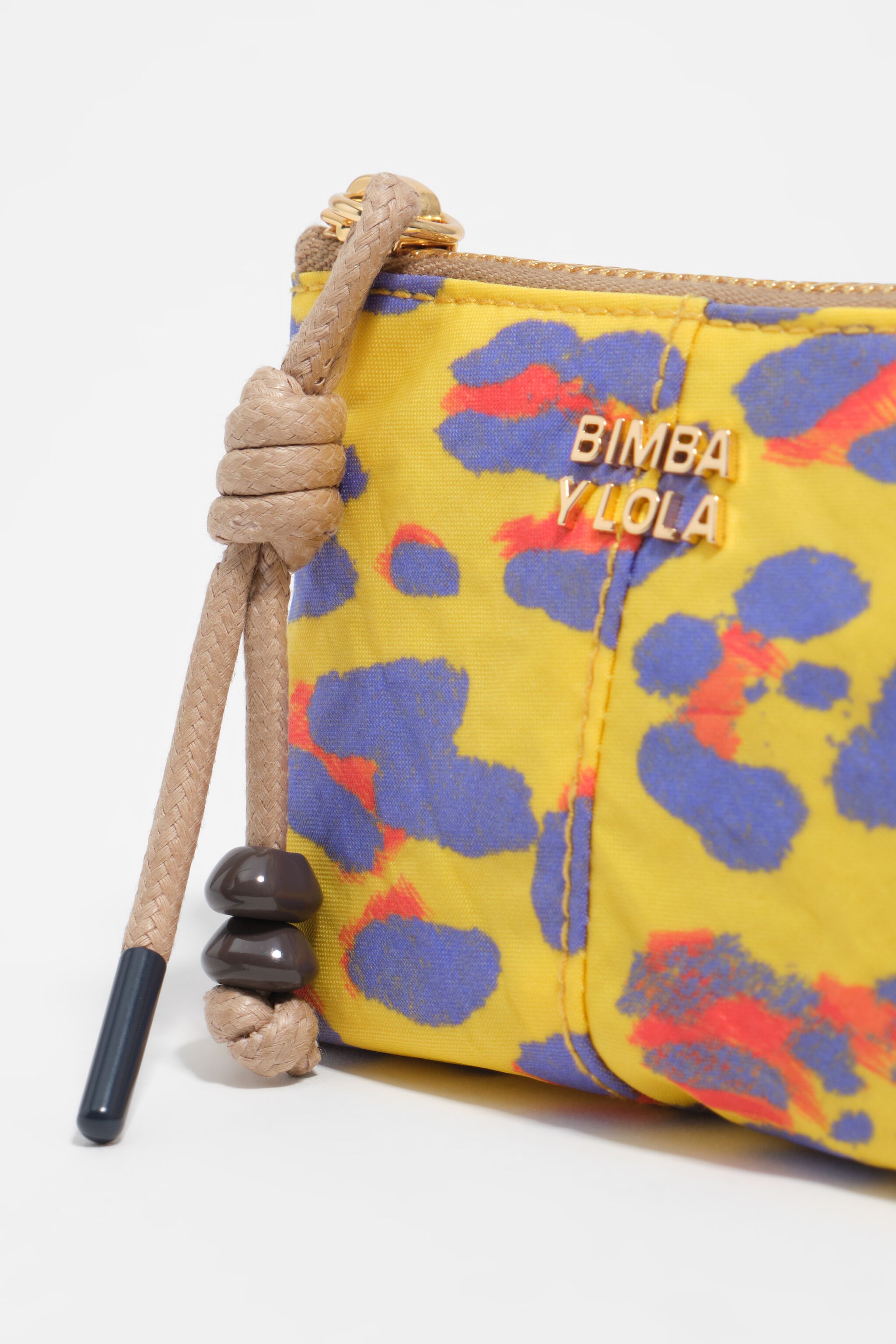 Billetera de monedas de nailon con estampado de leopardo amarillo intenso
