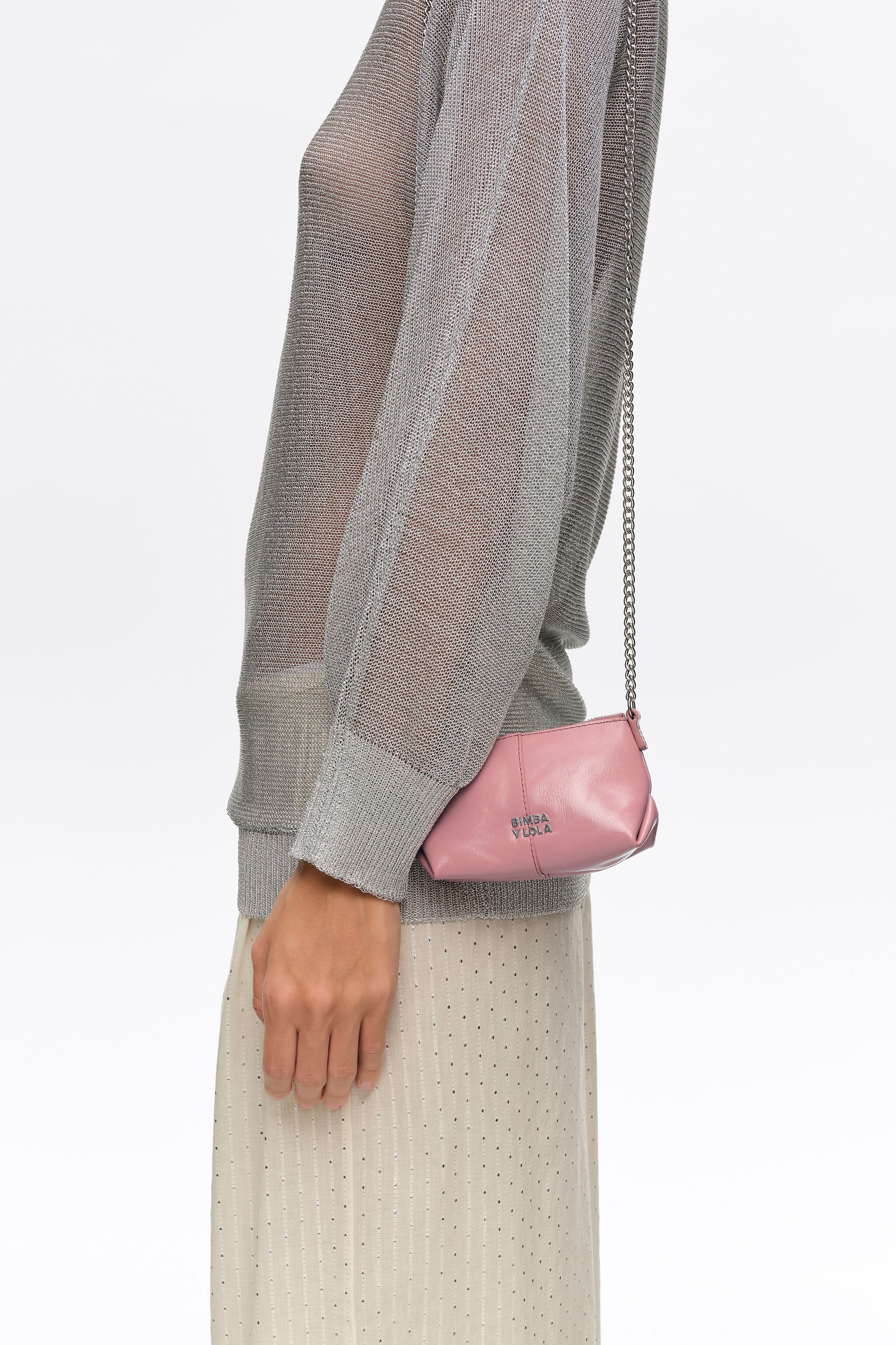 Bolso cruzado de microcuero rosa