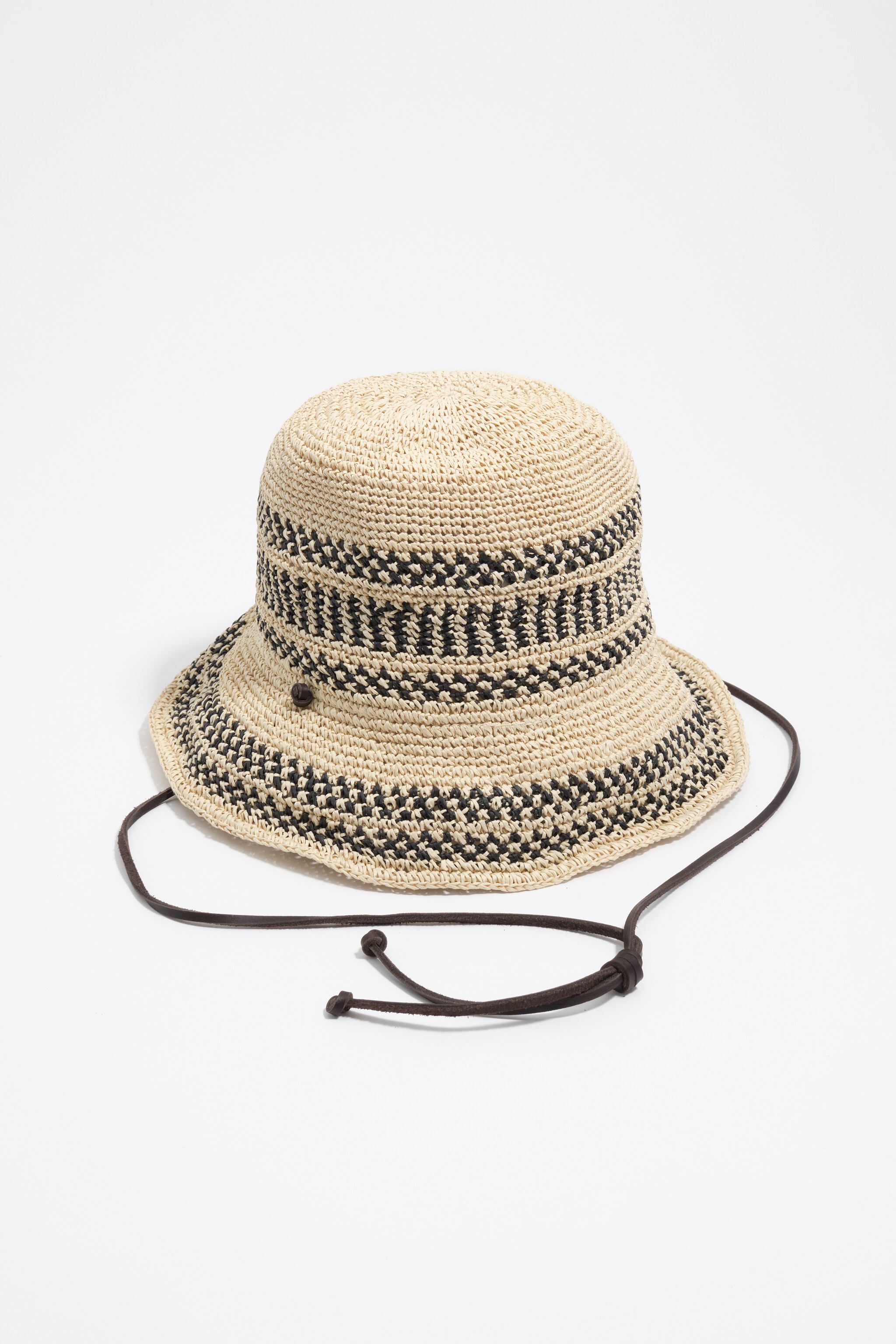 Sombrero de efecto rafia natural y negro