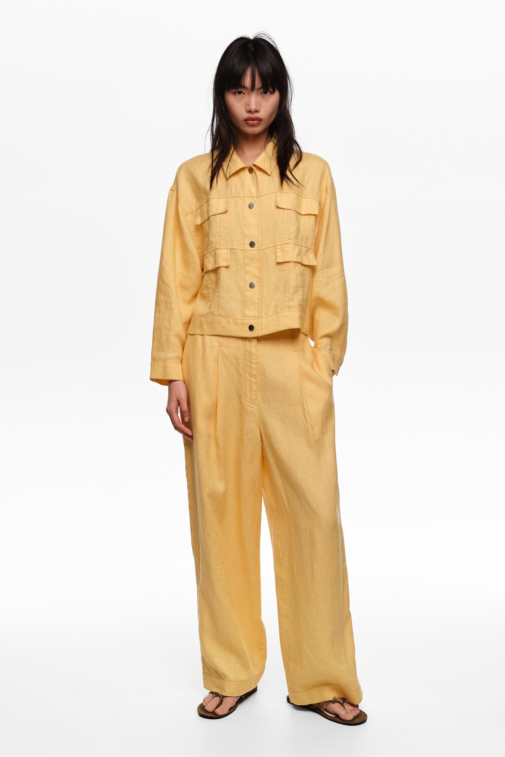 Chaleco holgado de lino amarillo