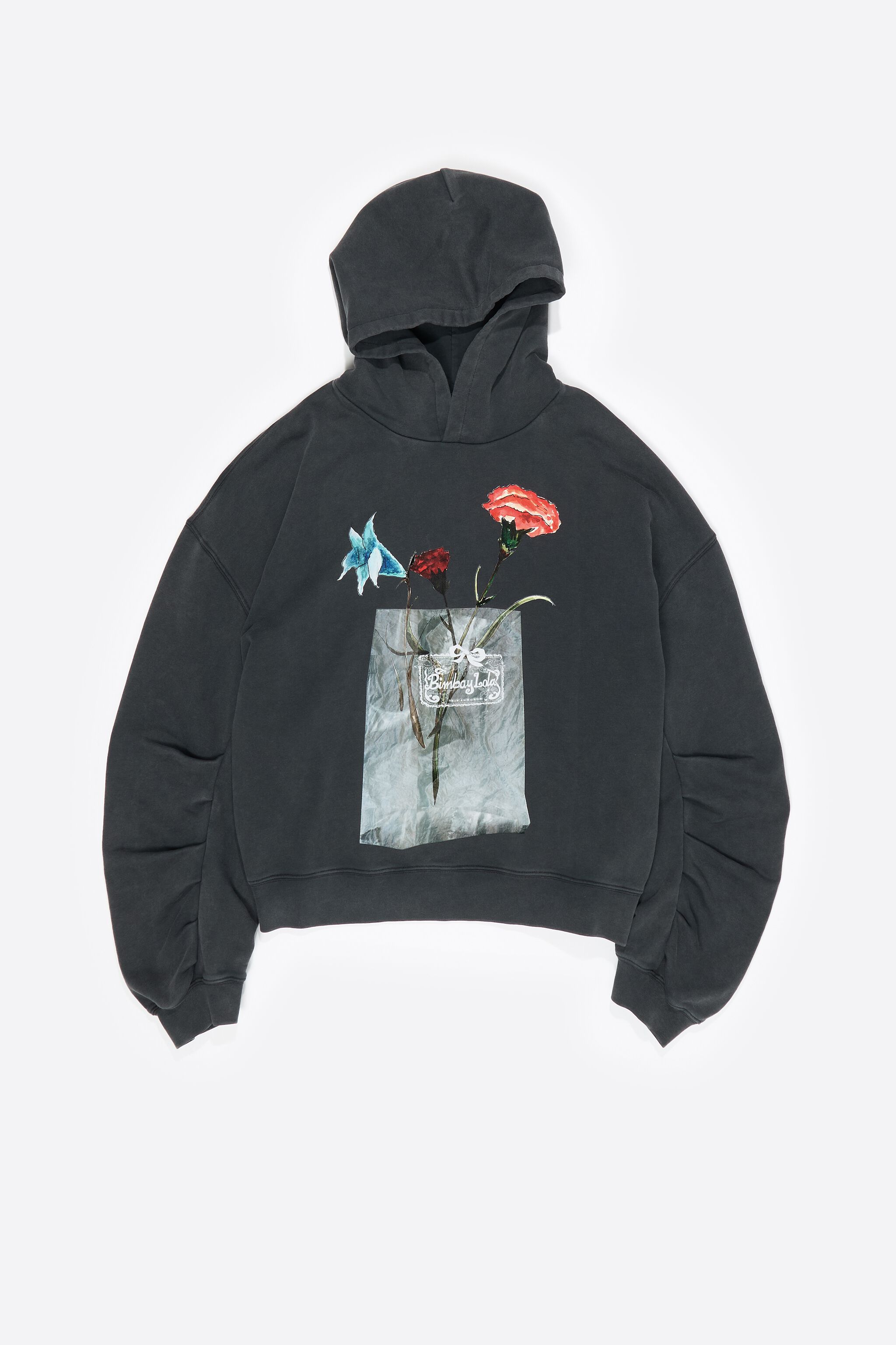 Sudadera con estampado floral negro desvanecido