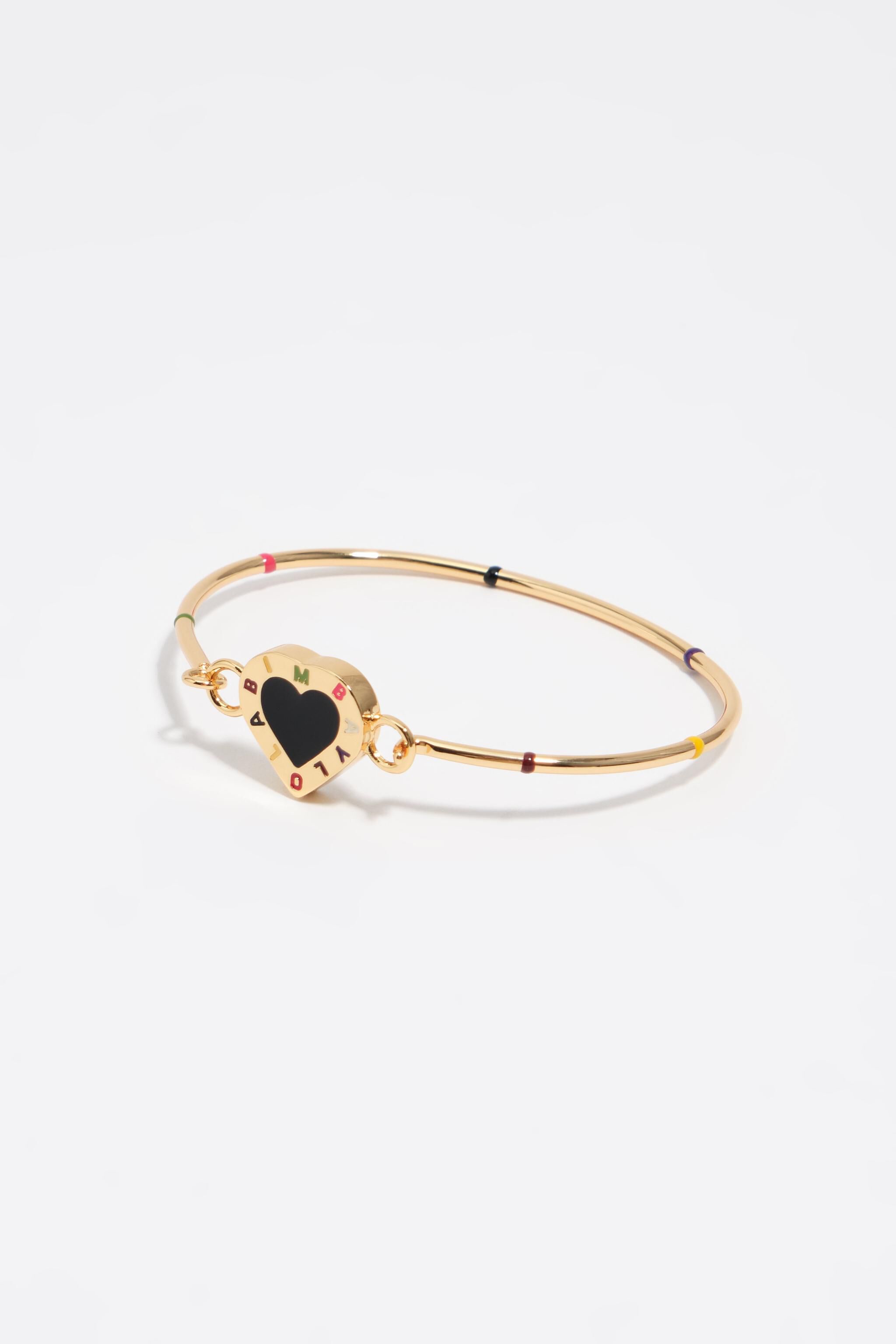 Pulsera rígida con logotipo de corazón negro