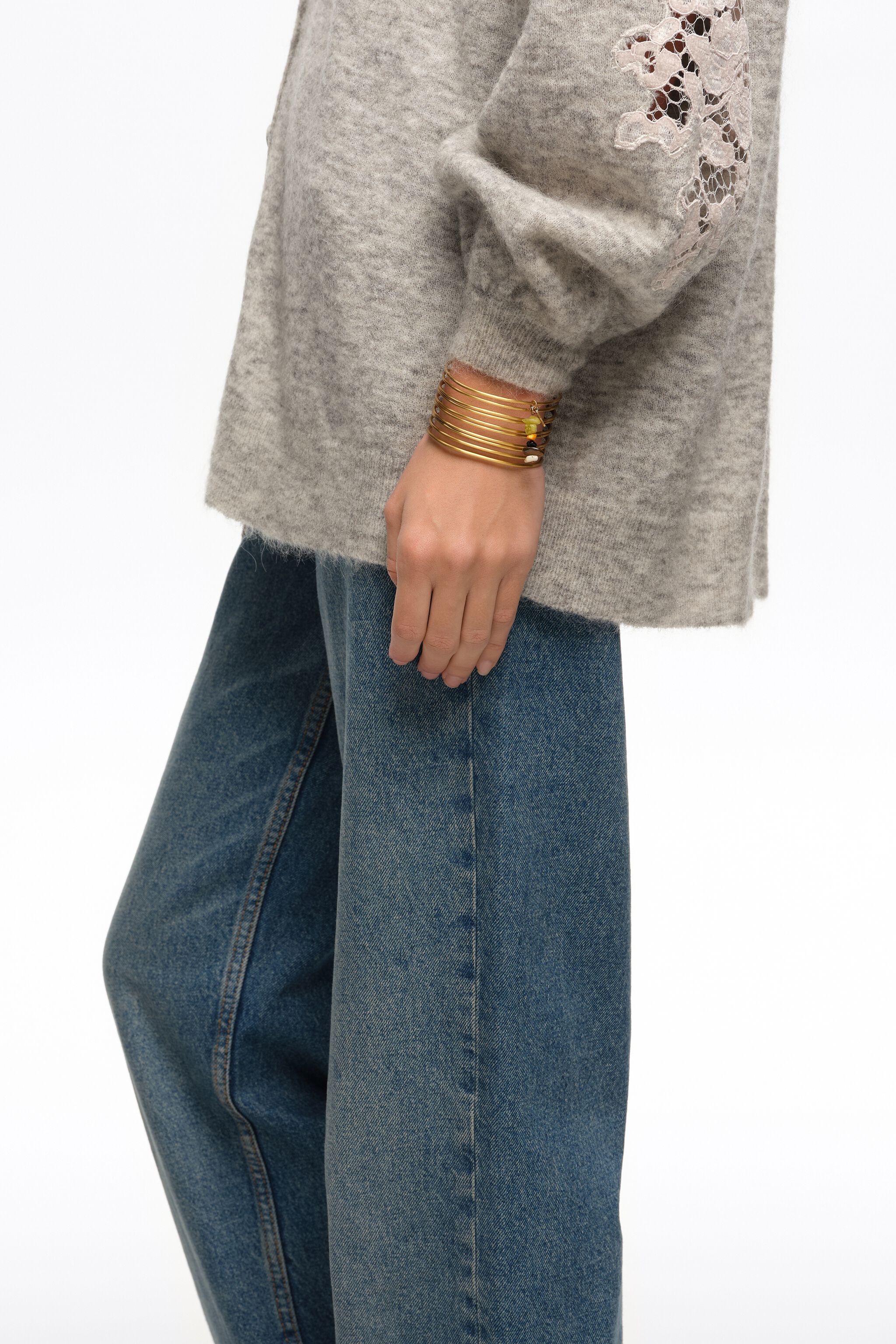 Pulsera de banda con textura de oro envejecido